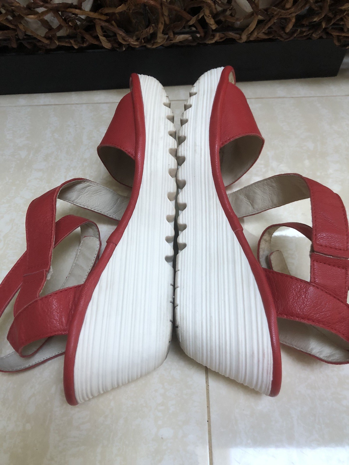 Fly London Yesk Ankle Wrap Sandals EU 40 US 9/9.5 Red Leather Women’s EUC‼️