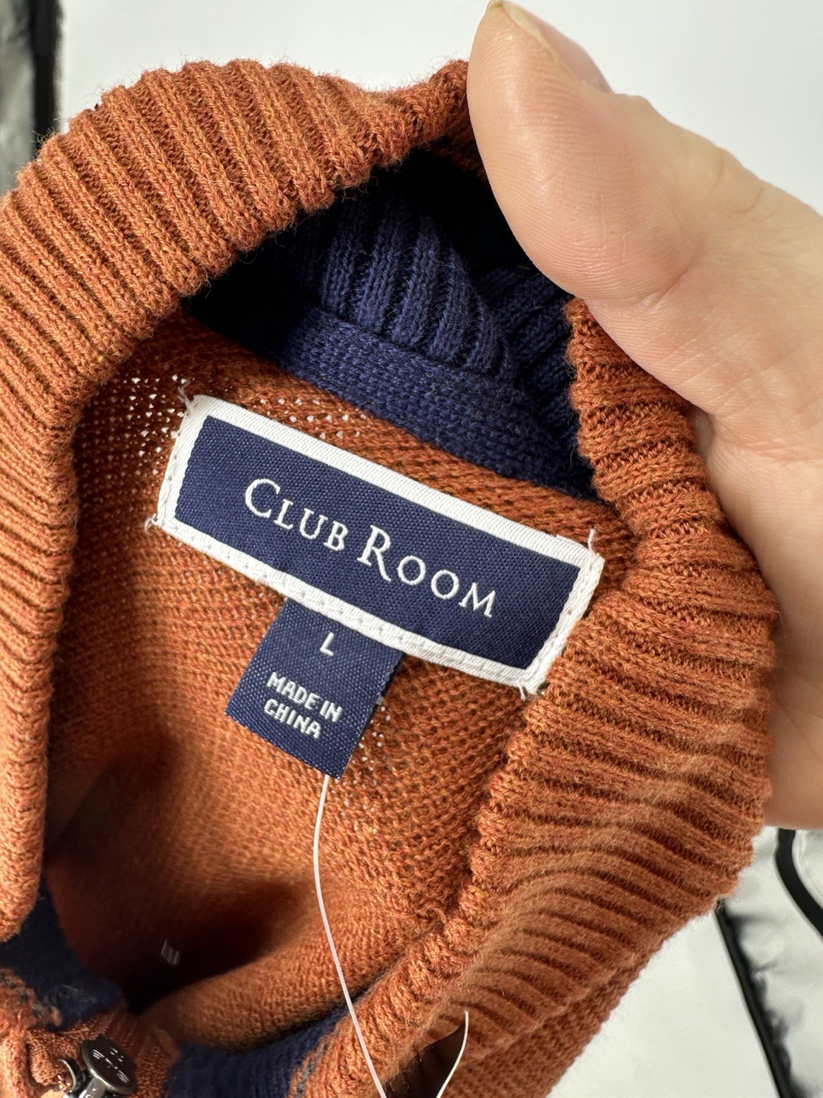 NEW Club Room Large Men 1/4 Zip Pullover Sweater In Royal Orange 11-4k