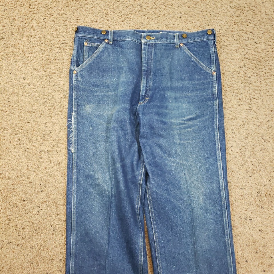 Vintage 80s Distressed LEE Logger Jeans Mens 42X30 (Real 40×30) -Made In USA