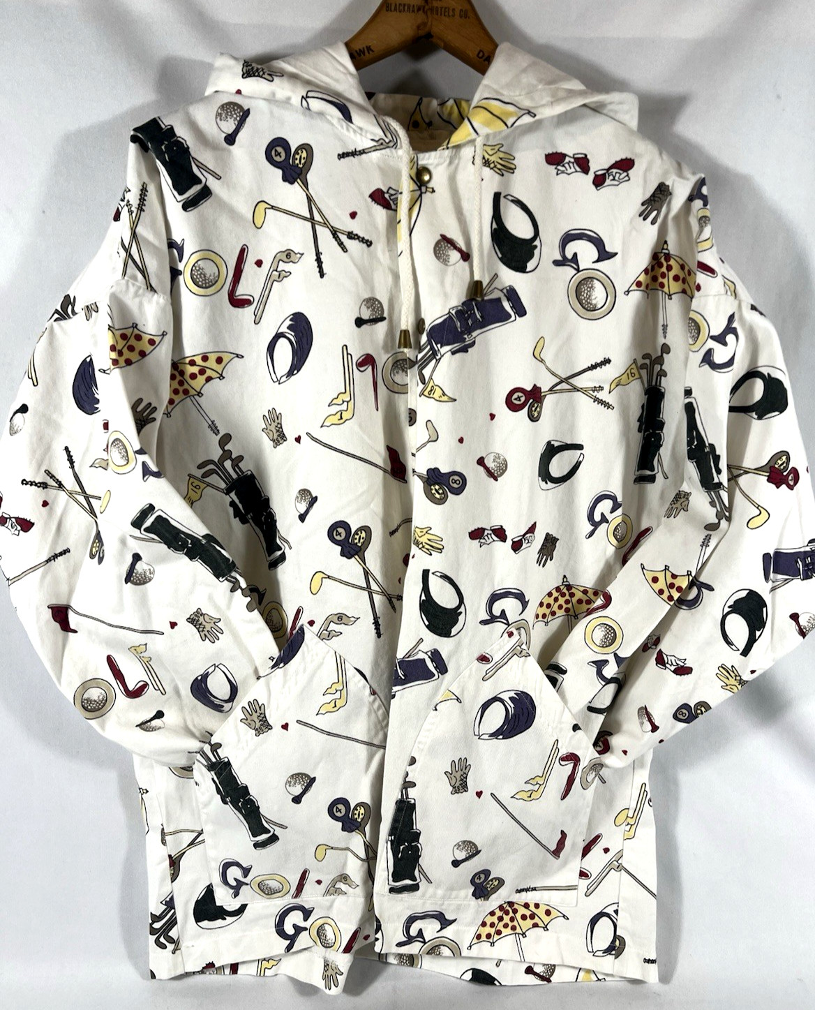 Vintage 90s Golf All Over Print Canvas Jacket XL Oversized Baggy Graphic Cotton
