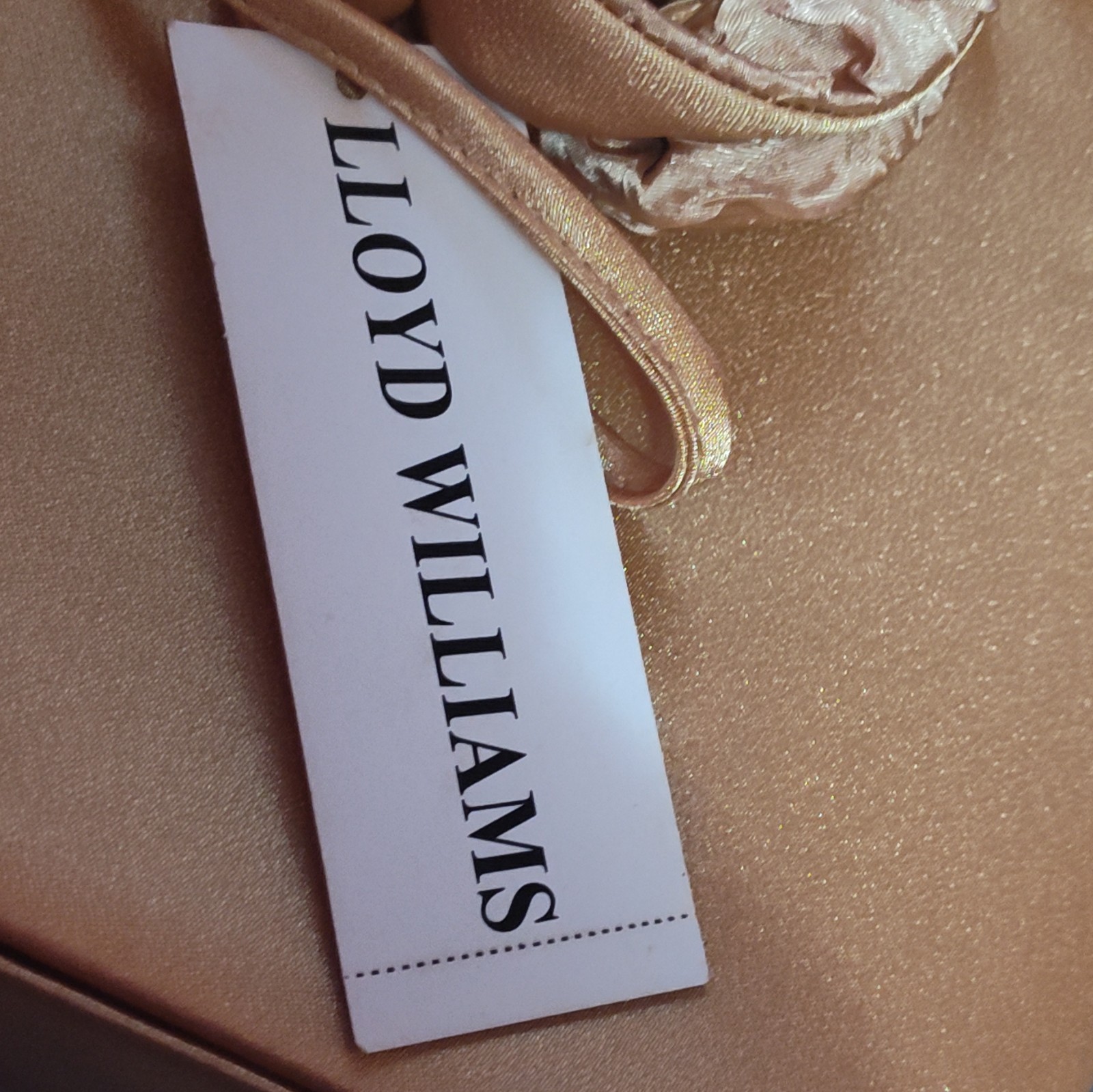 Lloyd Williams Gold Tote Bag, Magnetic Closure, Detachable Strap, Bow Accent