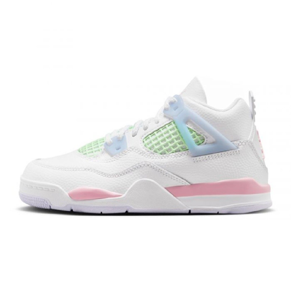 Little Kid’s Jordan 4 Retro “V-Day” White/Med Soft Pink-Half Blue (IB7069 100)
