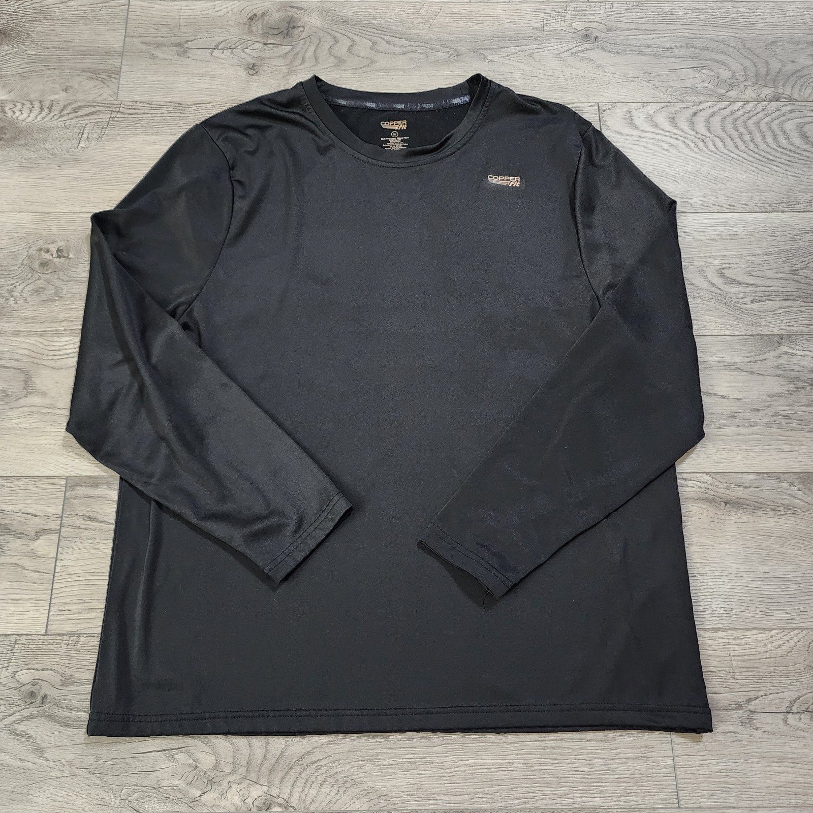 Copper Fit Black Stretchy Long sleeve Athletic Shirt Mens Size XL