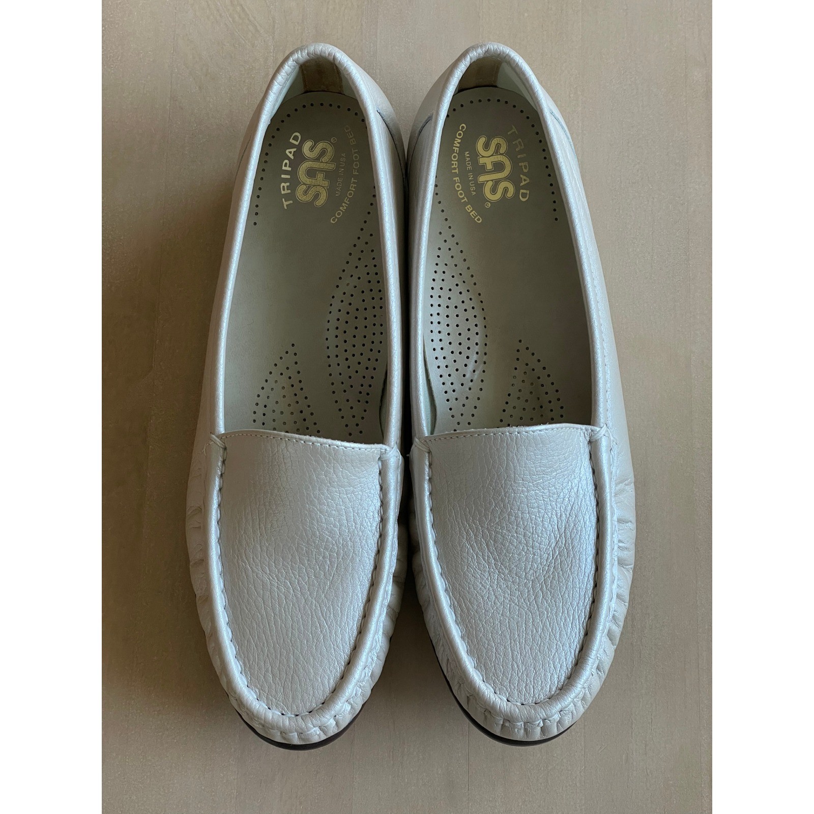 NEW w/o Box SAS Simplify Comfort Leather Loafers, Pearl Bone – Size 8.5