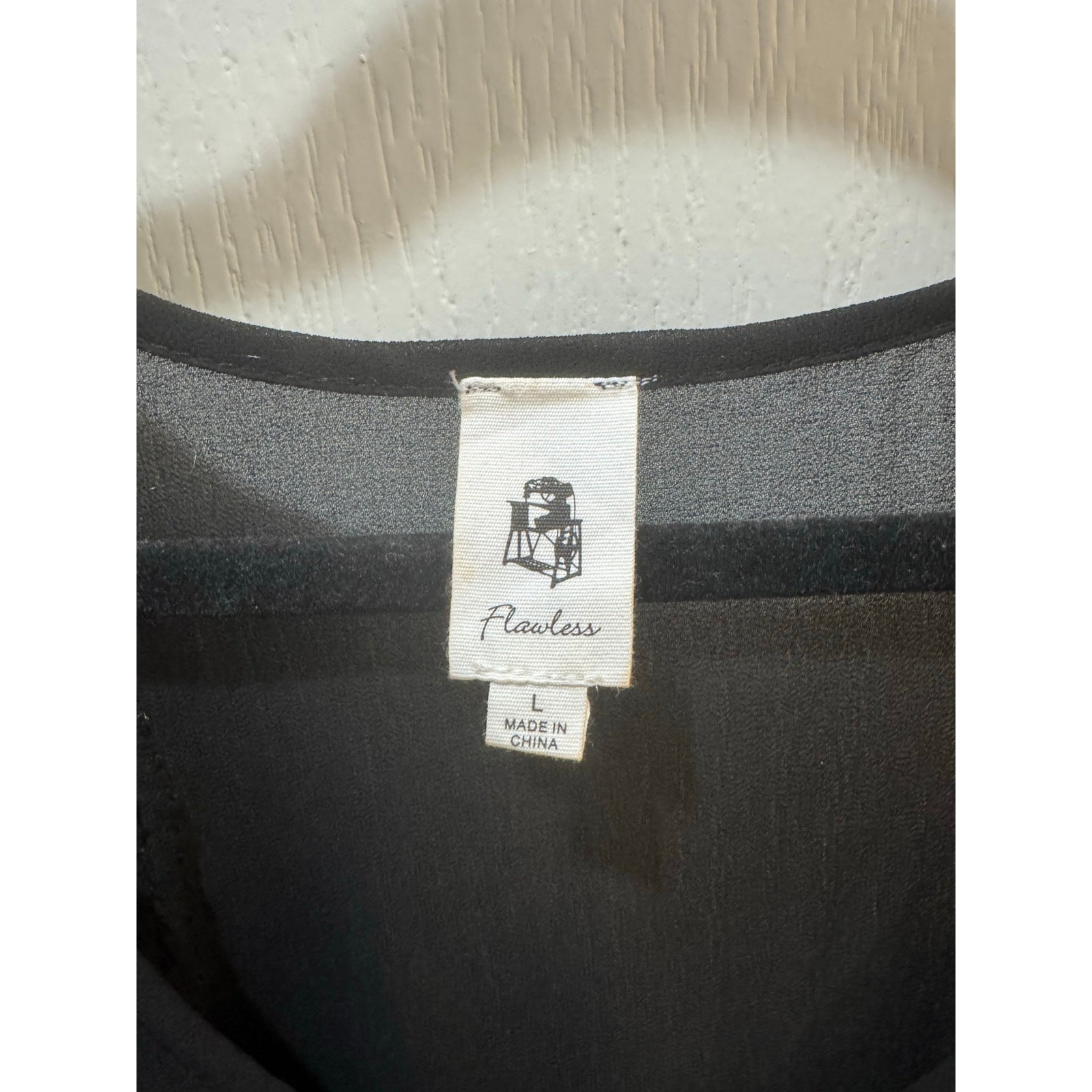 Flawless Black Embellished Shoulder Tank Top Sheer Overlay Size L