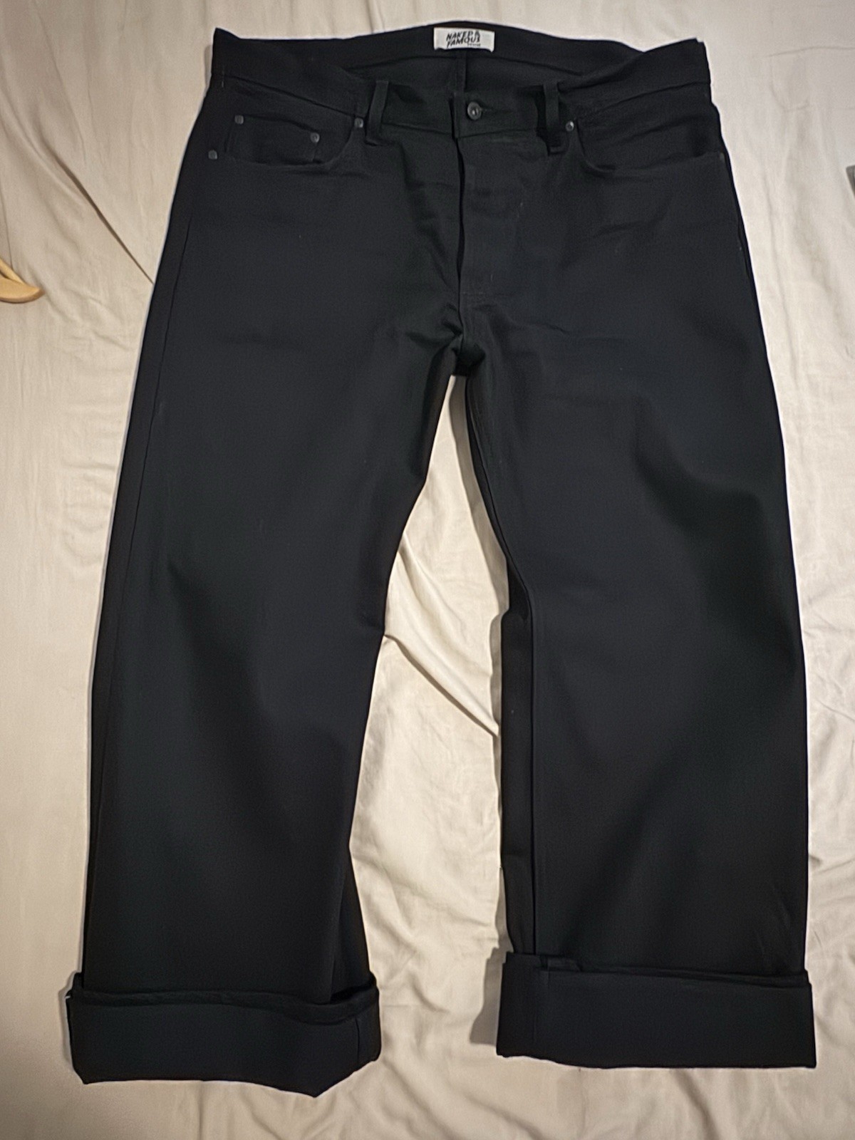 Naked&Famous Men’s Solid Black Selvedge Denim Strong Guy size 40 SOLD OUT RARE
