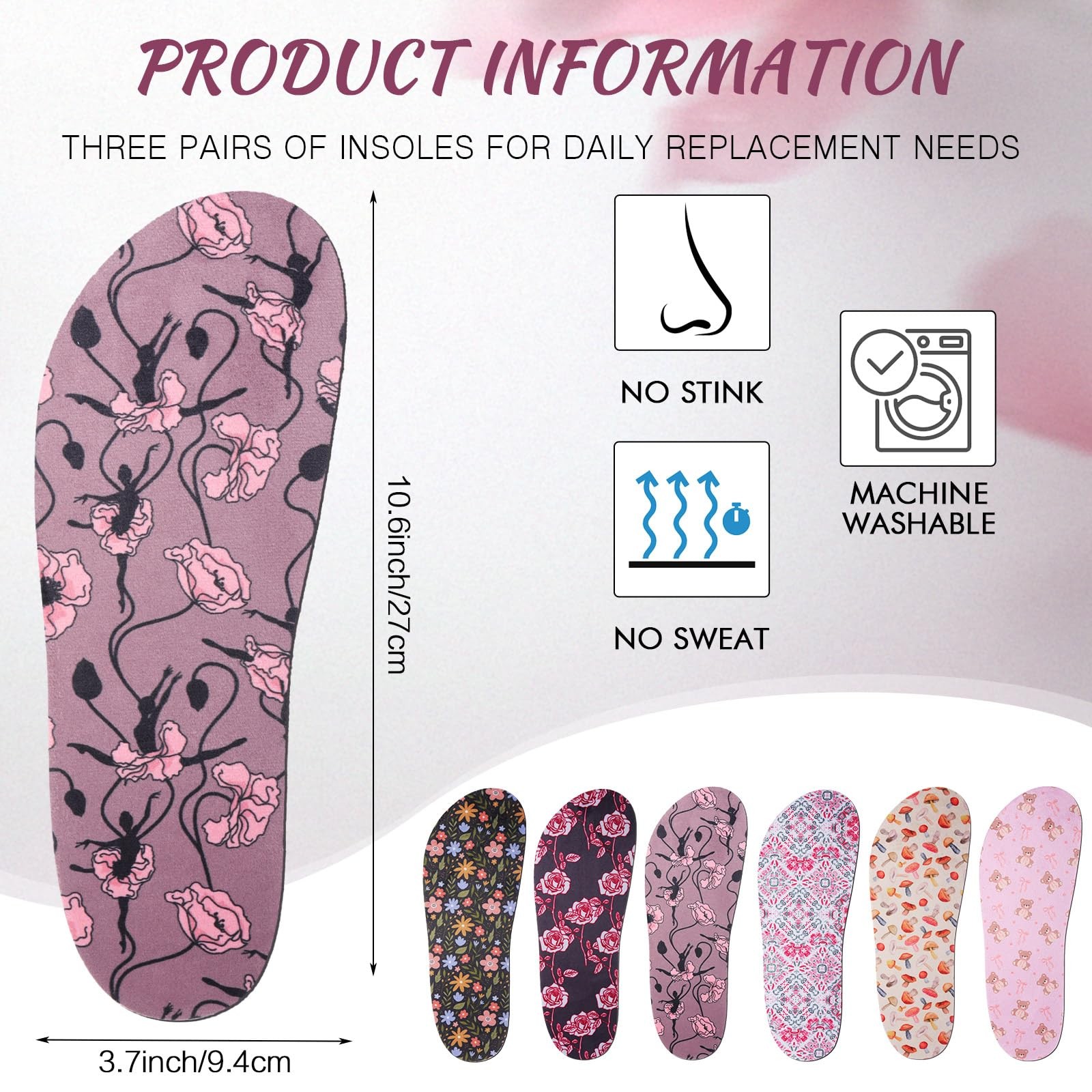 6 Pairs Shoe Insoles for Clog Garden Breathable Shoe Insoles Inserts No Show …