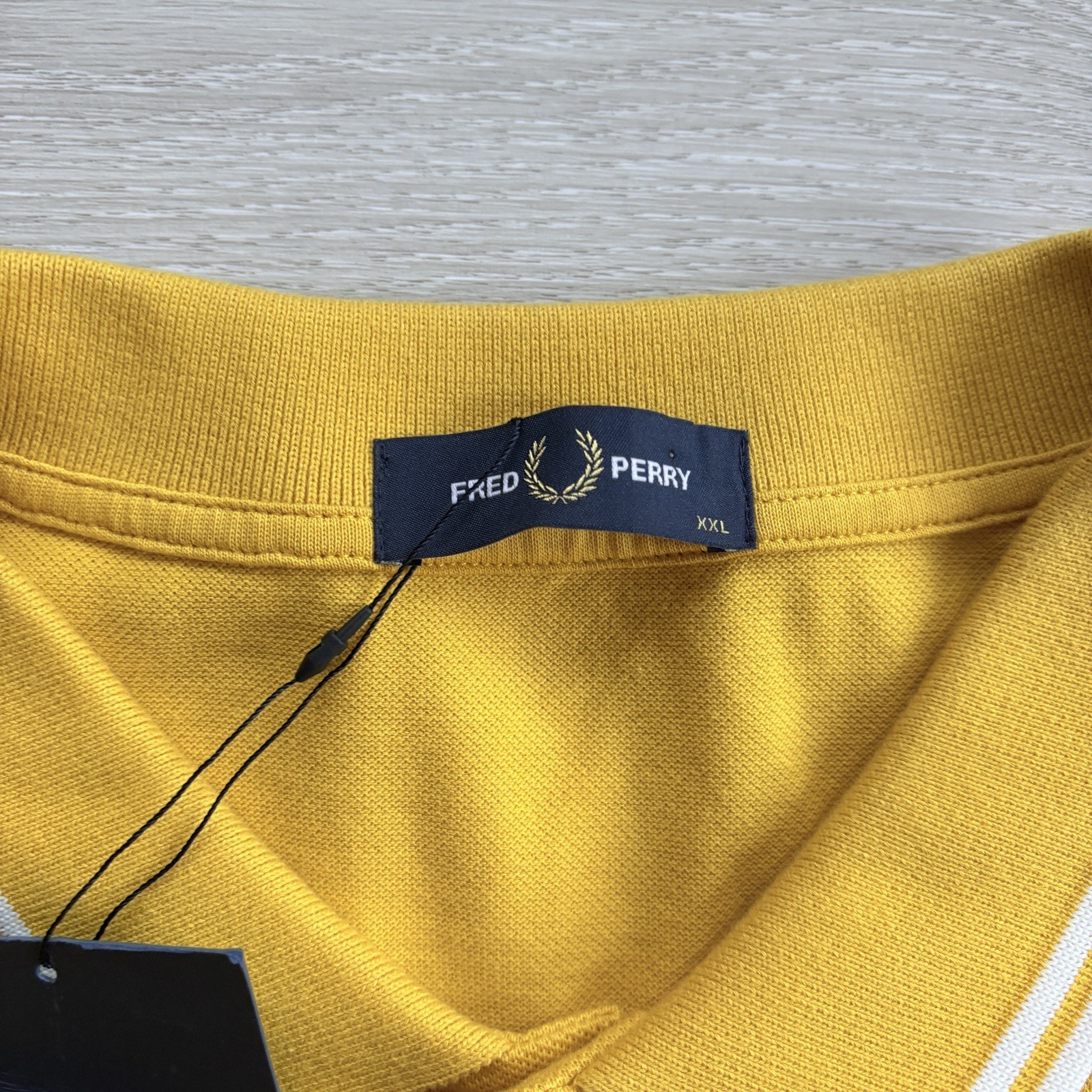 BNWT Fred Perry M3600 Short Sleeve Twin Tipped Polo Shirt Yellow Mens Size 2XL