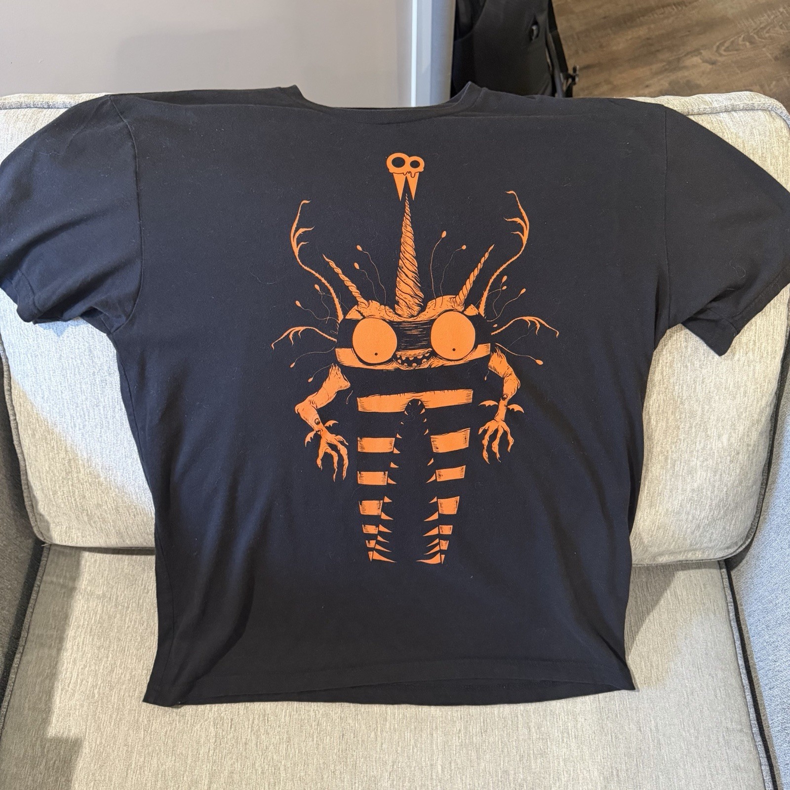 CAVITY COLORS Orange Monster Black Tshirt Size XL Artist Aaron Crawford