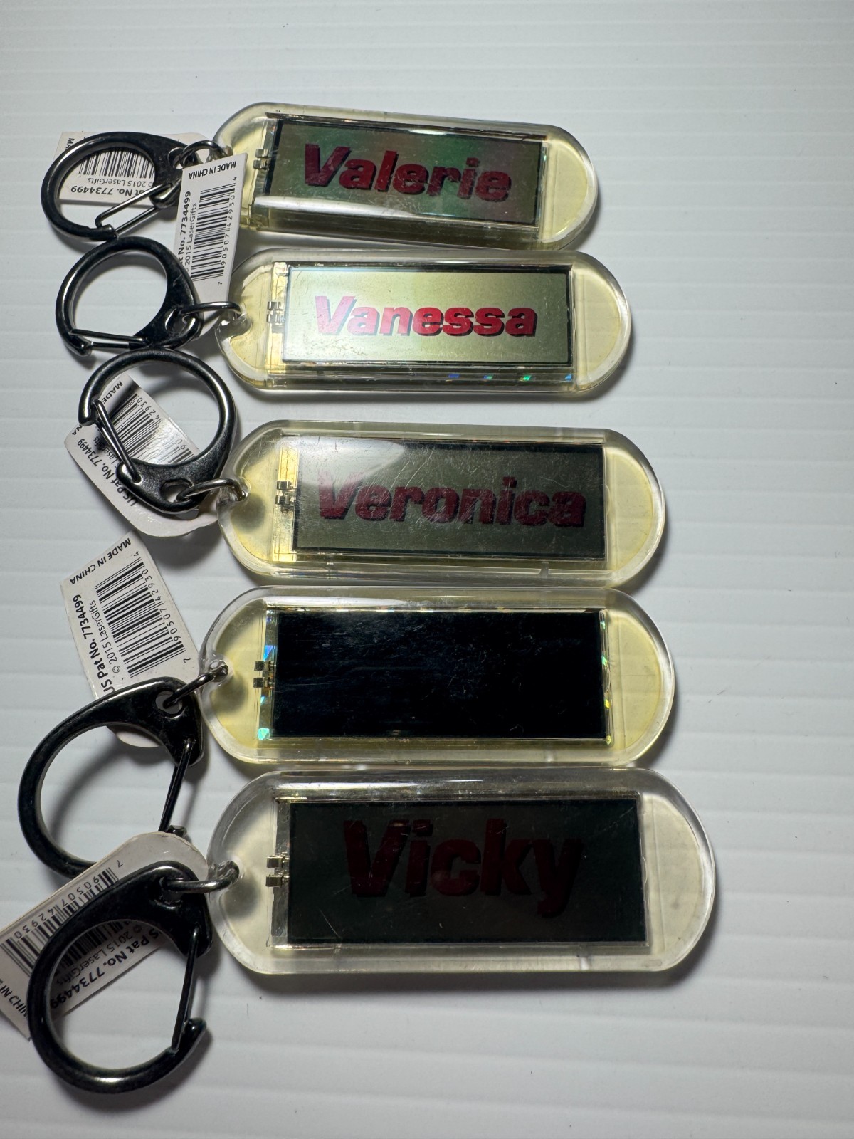 Acrylic Blinking Solar Powered Key Chain 4.0″ Long w/Snap Ring, w/NAME