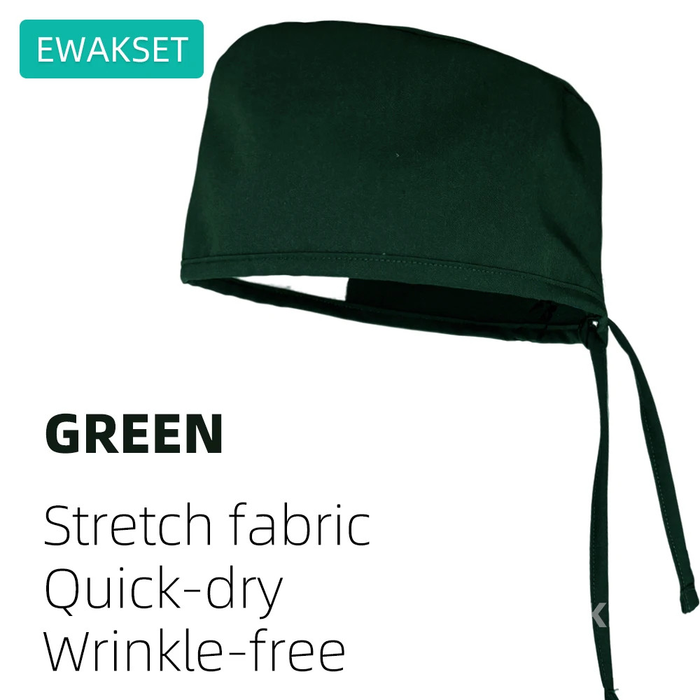 Solid Surgical Cap Stretch Quick Dry Wrinkle Free Operating Room Hat Woman Man