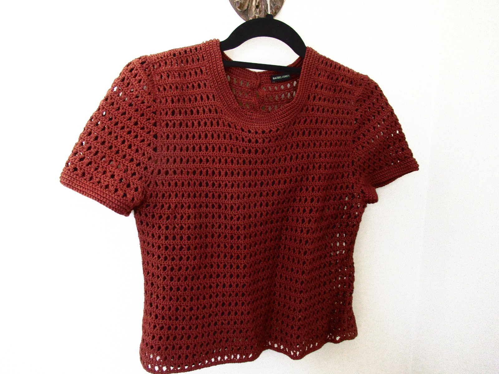 Rachel Comey cotton eyelet sweater rust brown size L