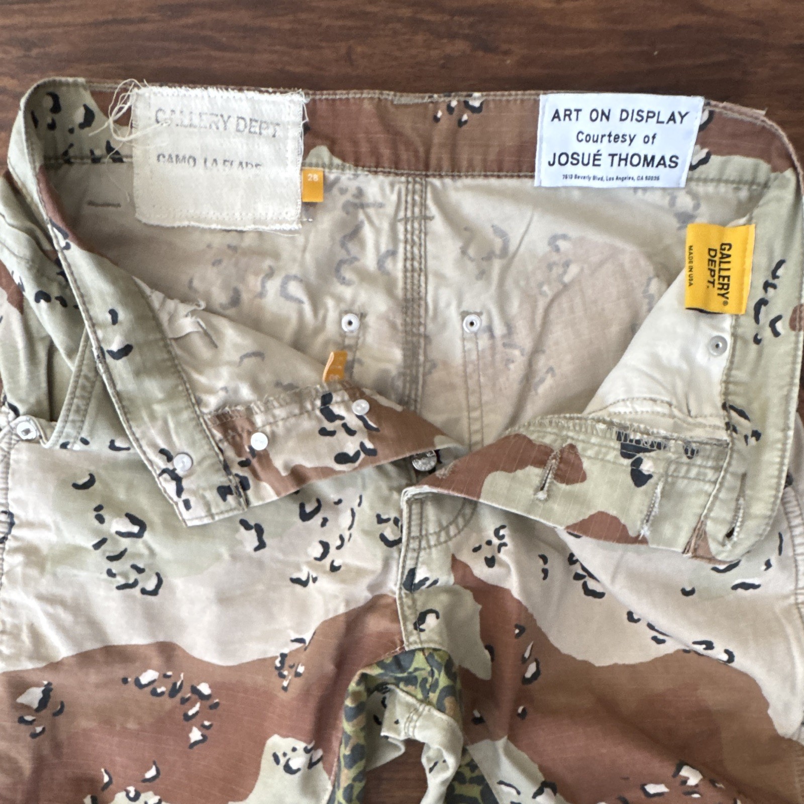 Gallery Dept. Men’s Camo Cargo Pants Flared Leg Cotton Canvas Button 28