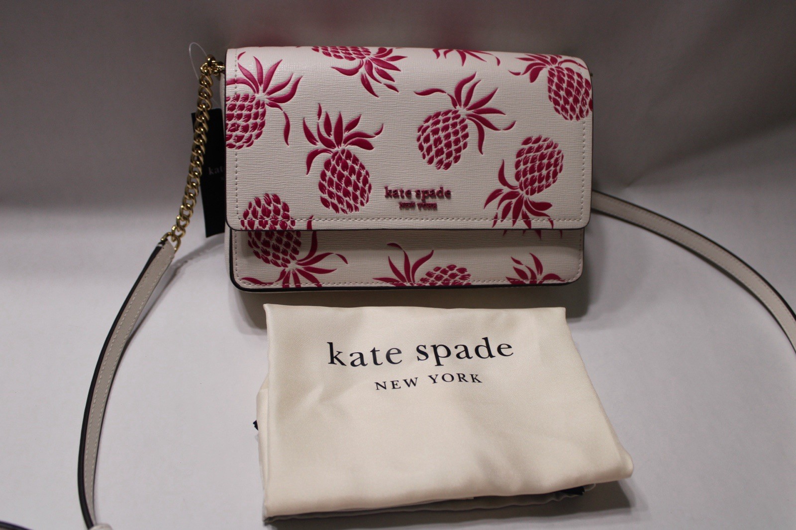 Kate Spade Morgan Pineapple Embossed Saffiano leather Small Wallet Crossbody