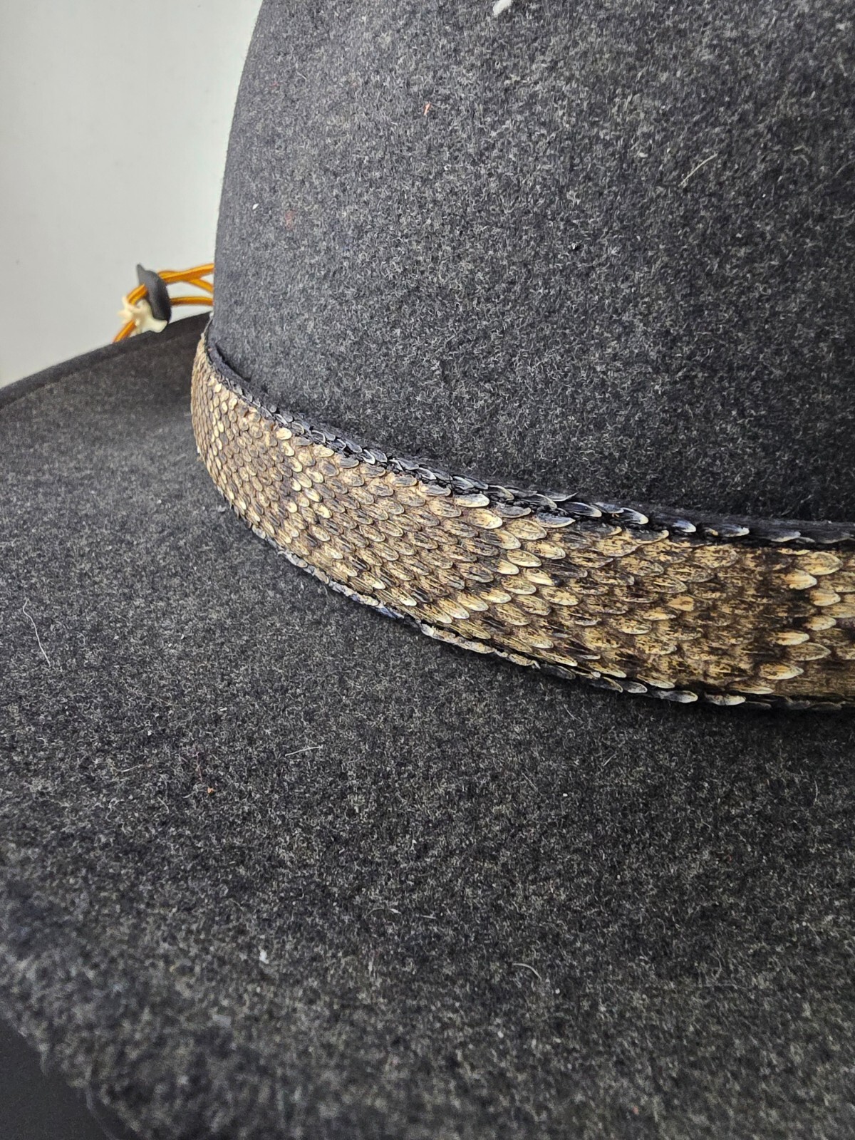 RATTLESNAKE skin hat band adjustable and rattlesnake bone Western cowboy cowgirl