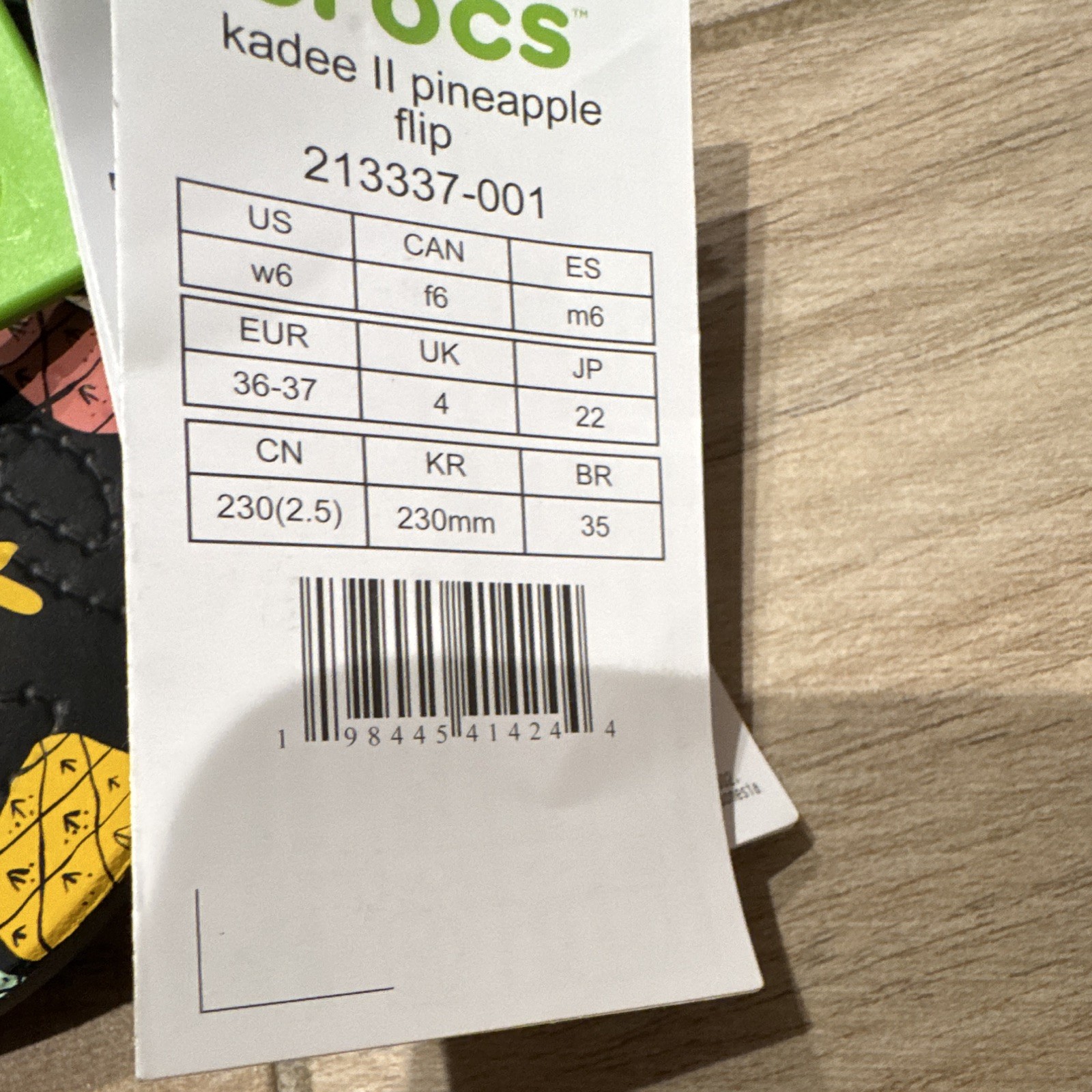 Crocs Kadee II Pineapple Pattern Flip Flop Sandals Black Multi Green Women 6