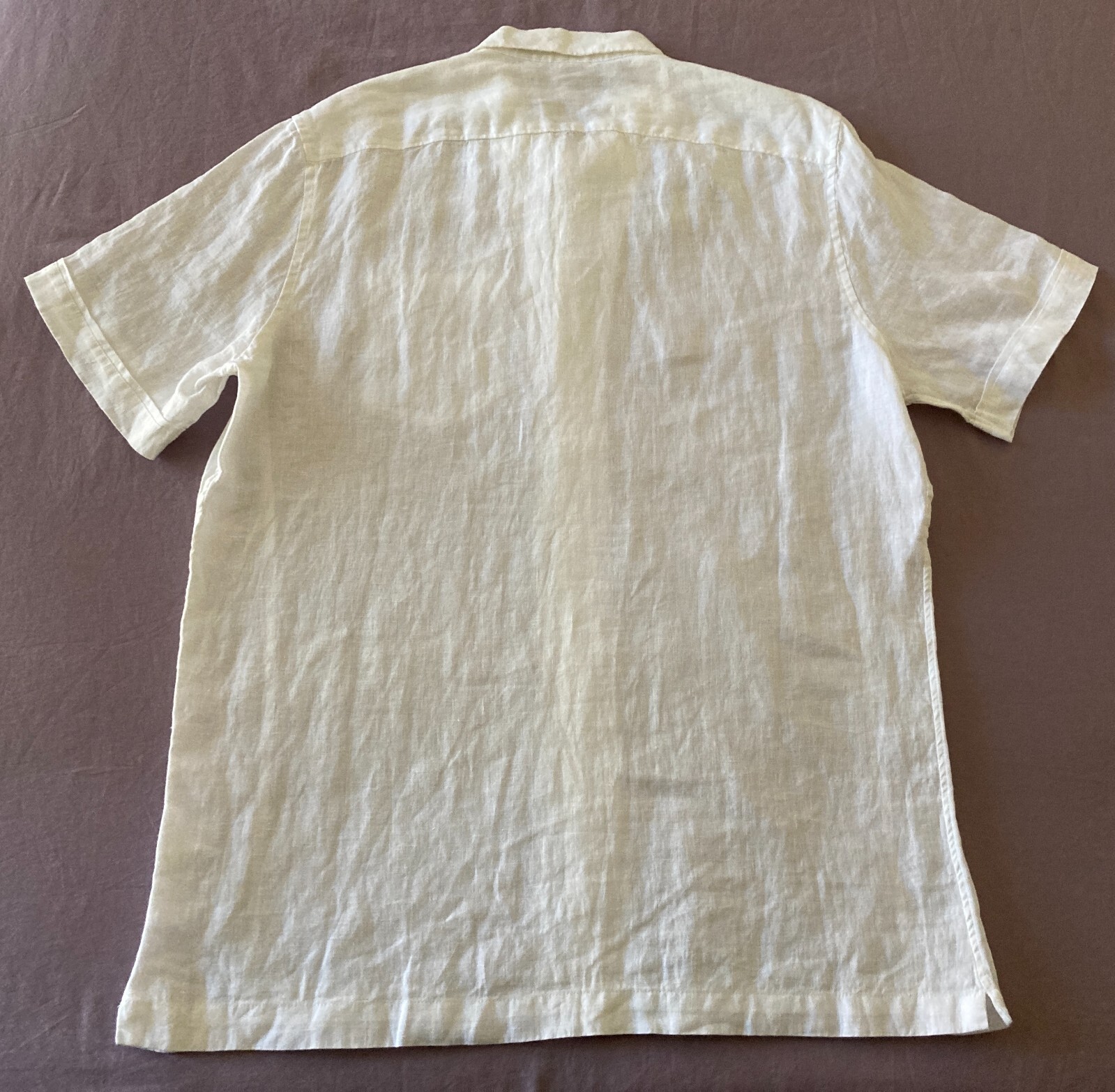 Men’s MURANO White Linen Fitted Short Sleeve Shirt Large L NEW NWT