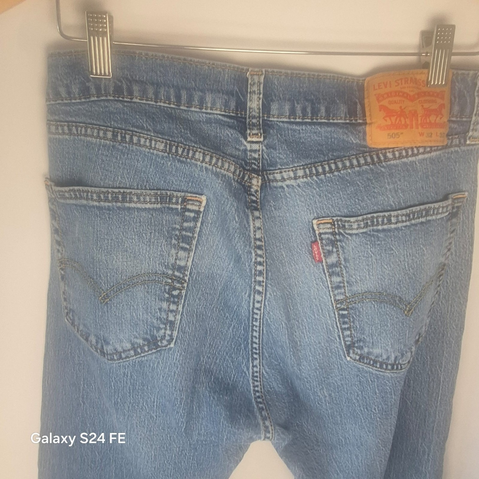 Levis 505 Regular Fit Straight Leg Blue Denim W32 L32 Wash Strech Classic