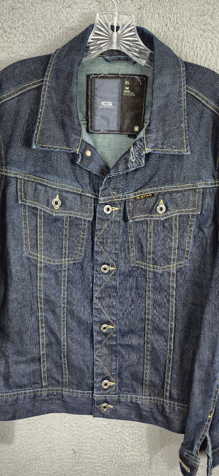G Star Raw Denim Jacket Size XL Blue Slim Tailor DT Trucker Dark Wash Jean
