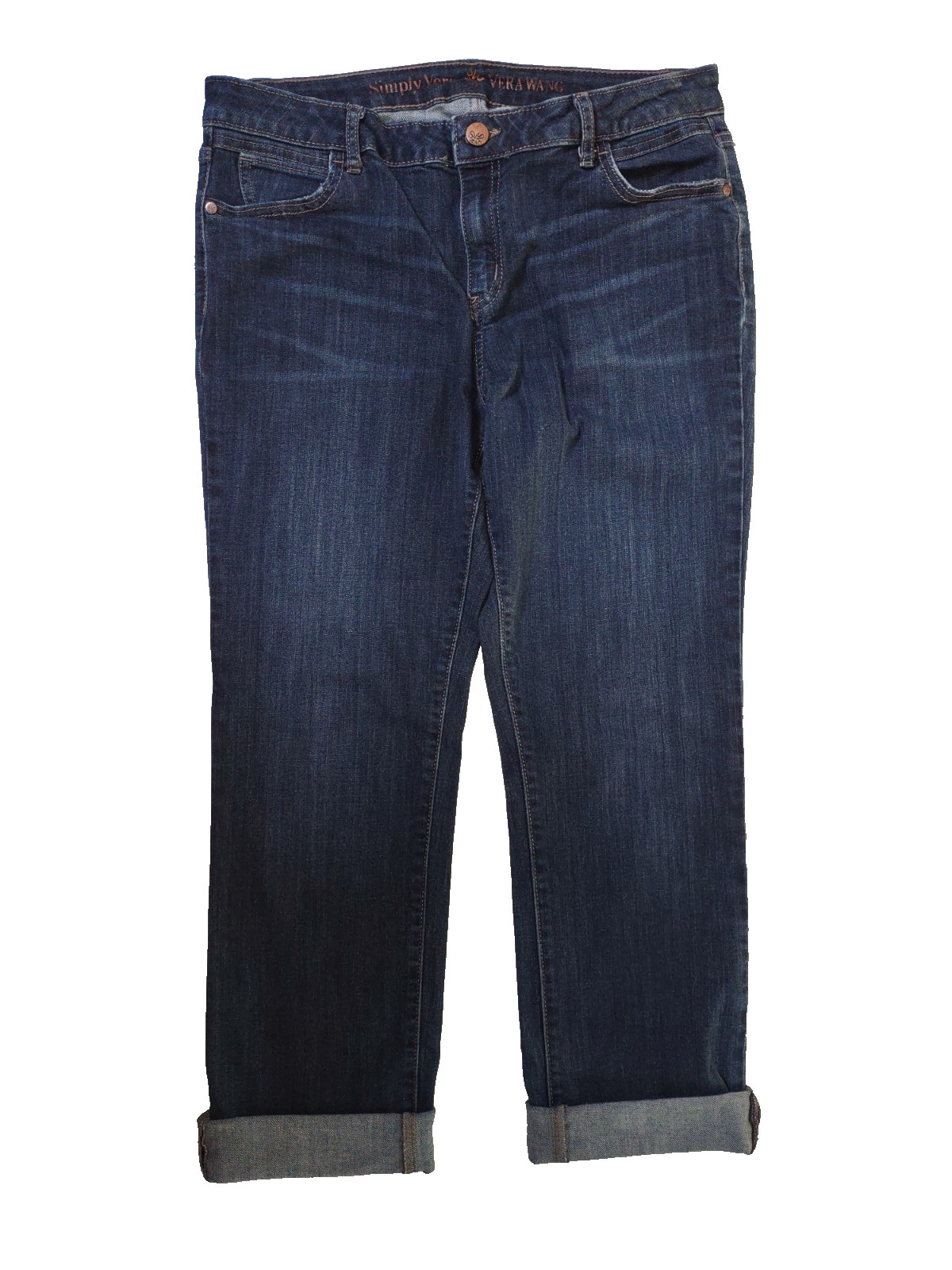 SIMPLY VERA VERA WANG Roll Cuff Dark Wash Capri Jeans Women’s size 12