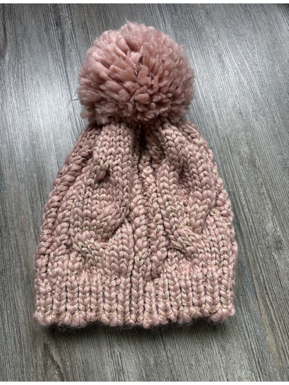 LC Lauren Conrad Blush Pink Metallic-Thread Knit Beanie