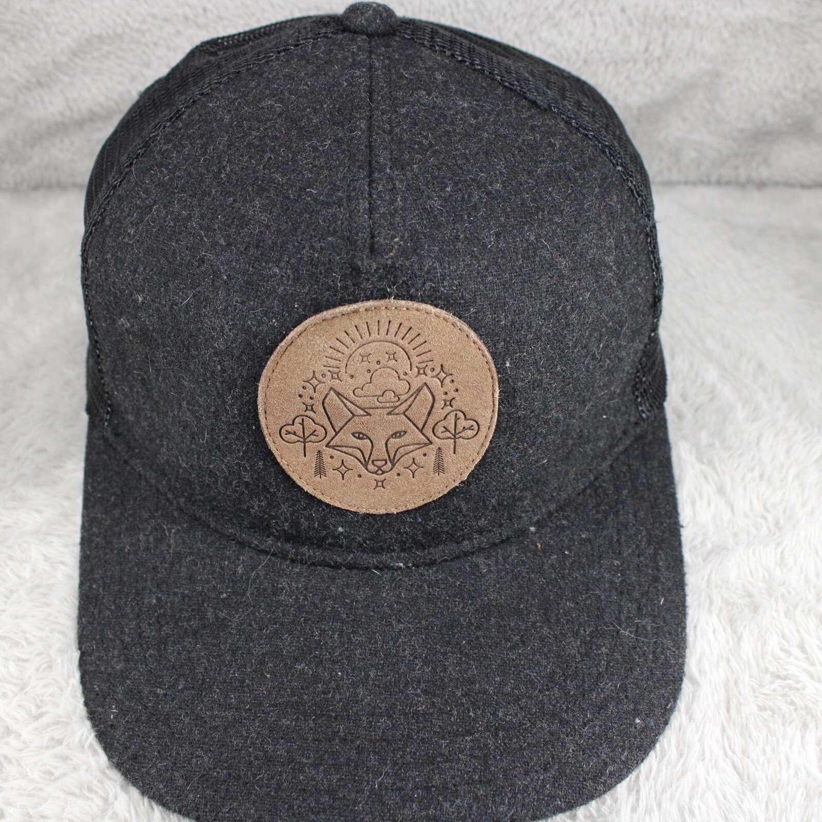 Pistil Fox Hat Cap Mens Wool Snap Back Black Trucker Hike Camp Outdoors Gorpcore