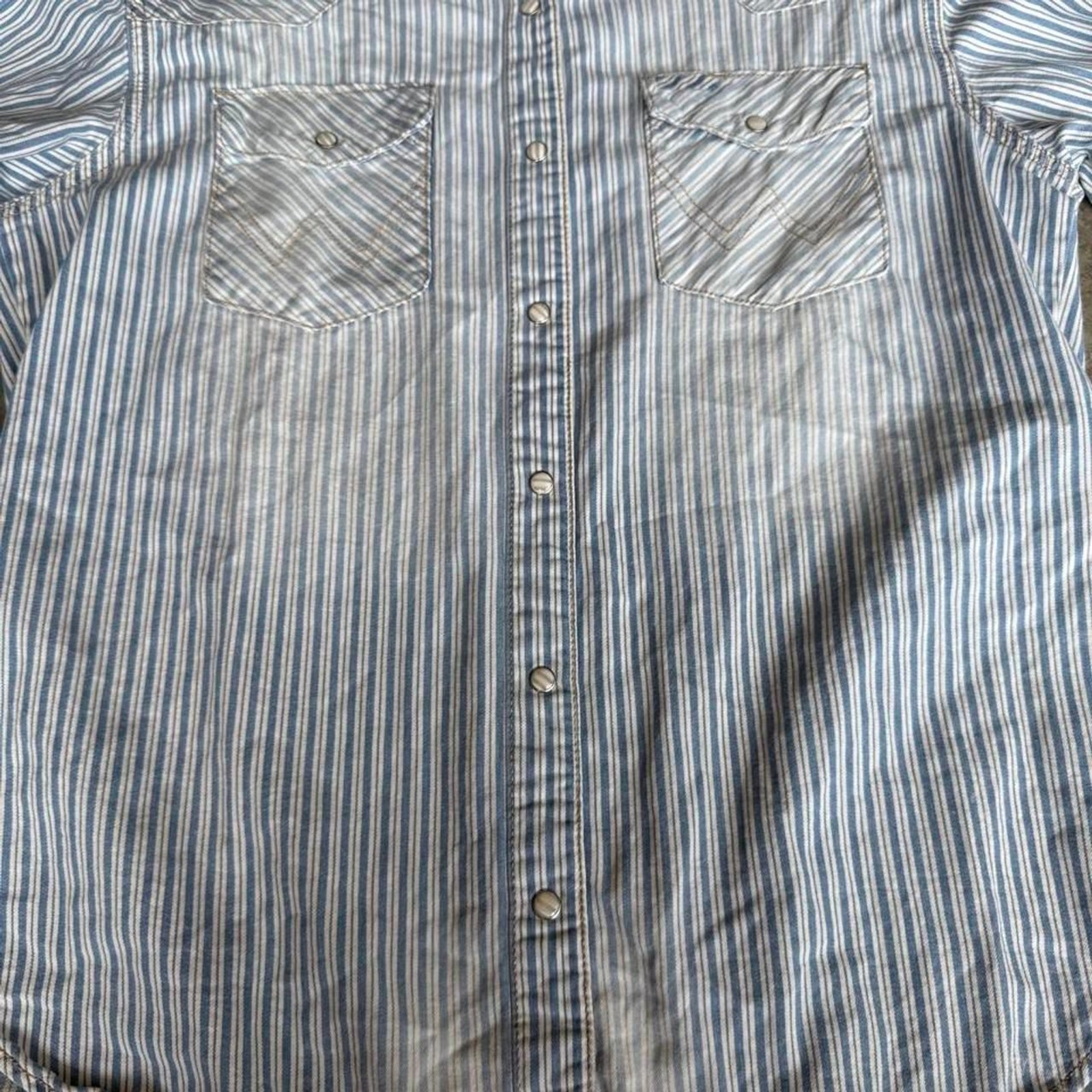 Wrangler Retro blue stripe pearl snap western shirt