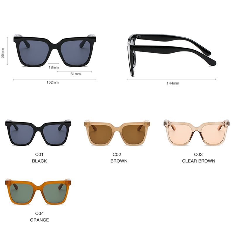 Retro Cateye Square Sunglasses – Plastic Frame Polycarbonate Gradient Lenses