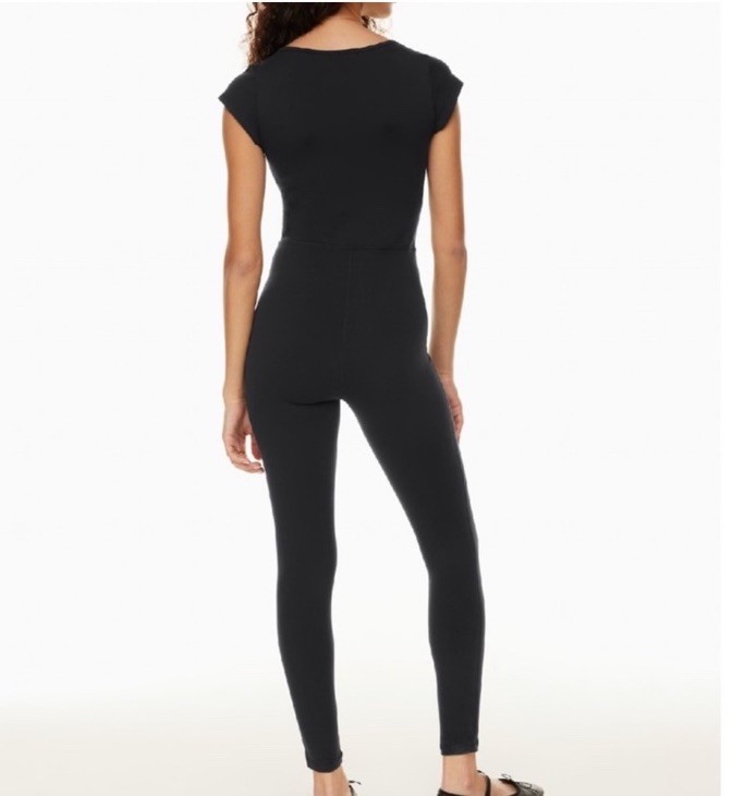 Wilfred Free Black Scoop Neck Cap Sleeve Skinny Slim Stretch Jumpsuit XS
