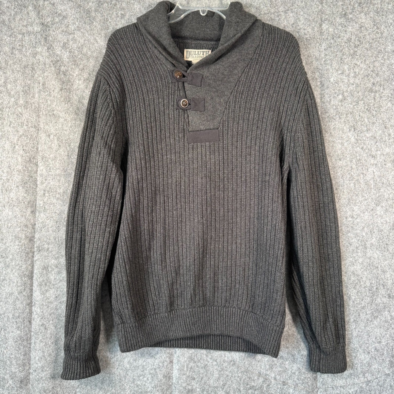 Duluth Trading Shawl Collar Sweater Mens L Infantry Chunky Fisherman Wool
