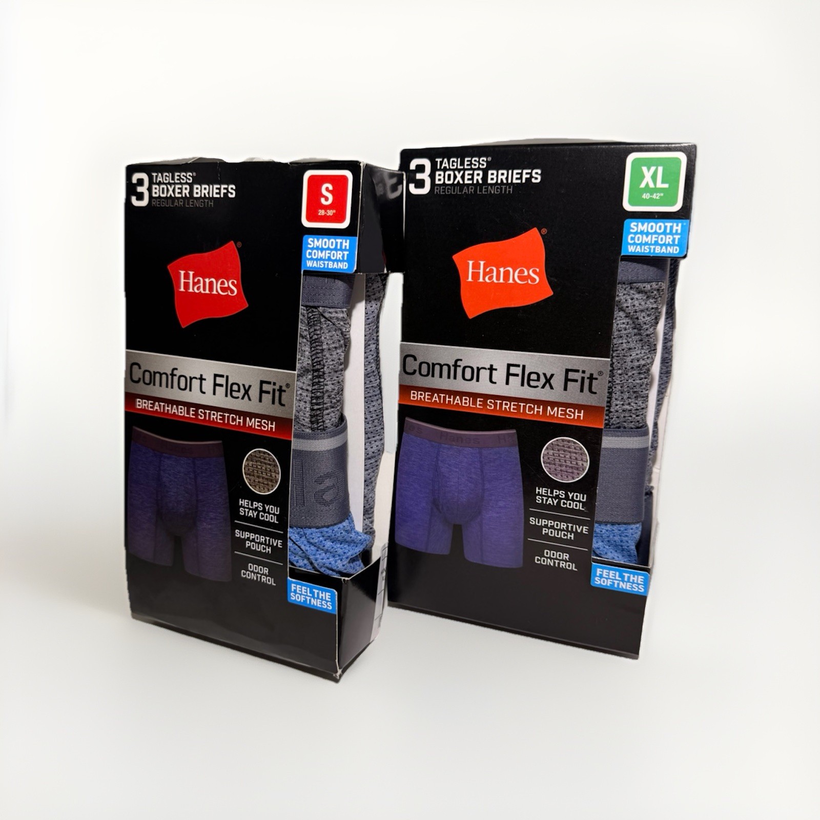 New Hanes Men’s 4 Pack Comfort Flex Fit Breathable Mesh Boxer Briefs Sizes S, XL