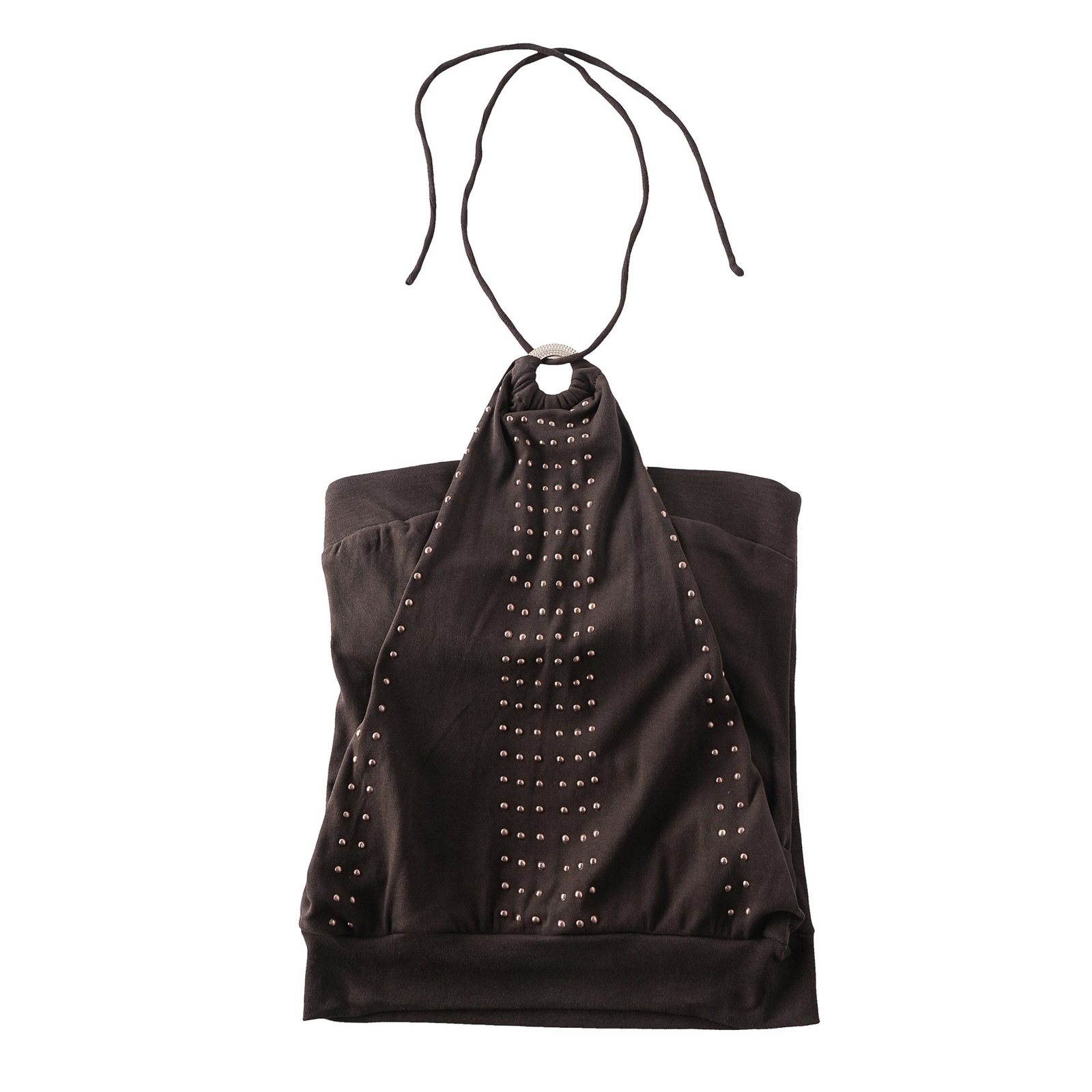 Women Halter Neck Crop Top Cotton Studded Tube Cami Trendy Backless Strappy Vest