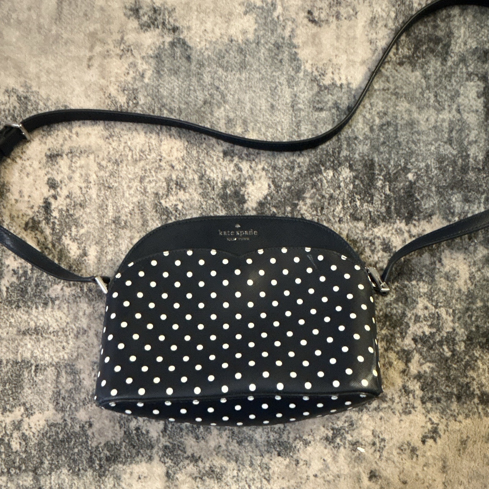 Kate Spade Navy Polka Dot Small Zip Crossbody w/ Detachable Strap