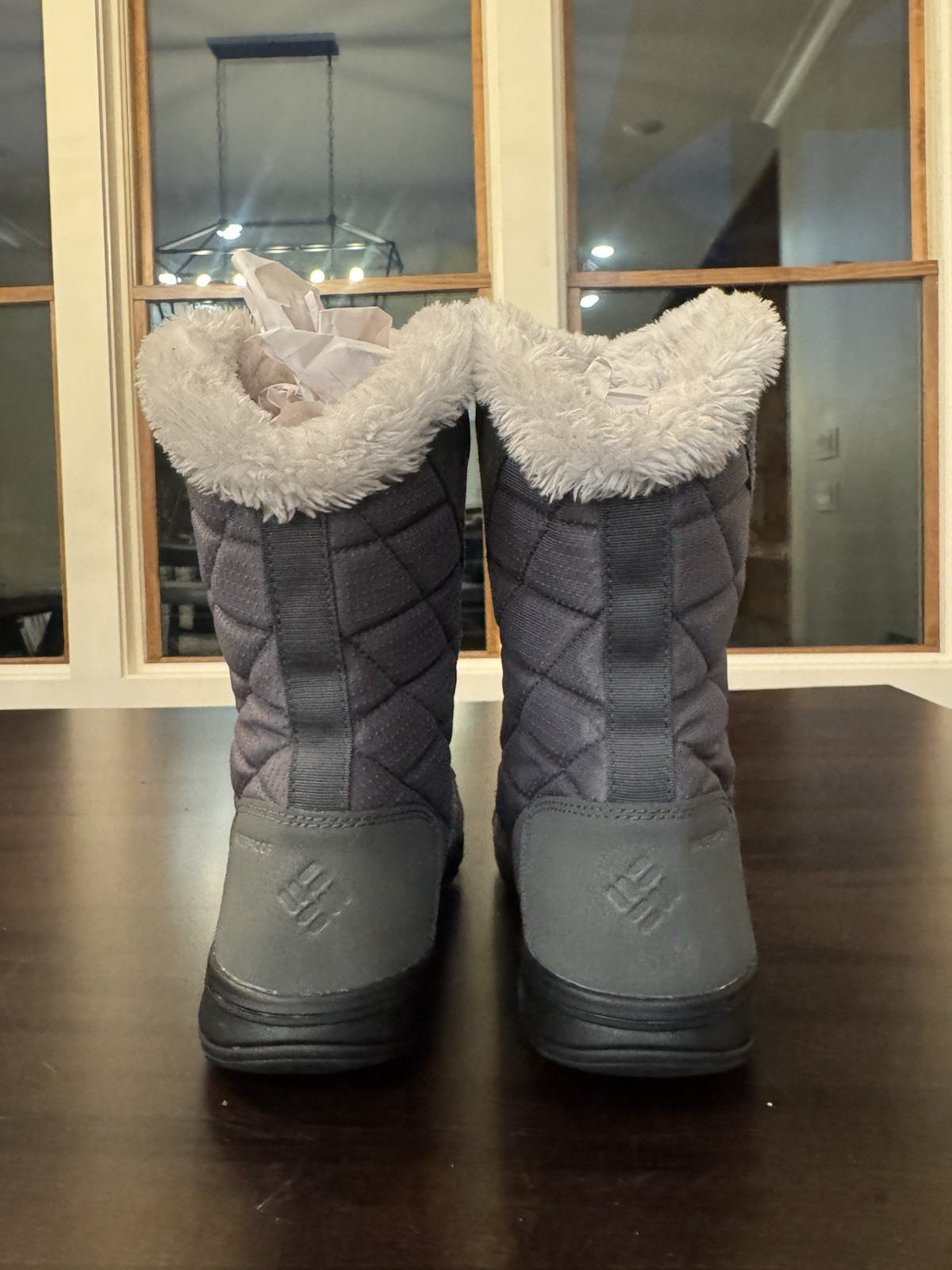 Columbia Ice Maiden II Women’s Gray Lace-Up Fur Trim Insulated Snow Boot US 10