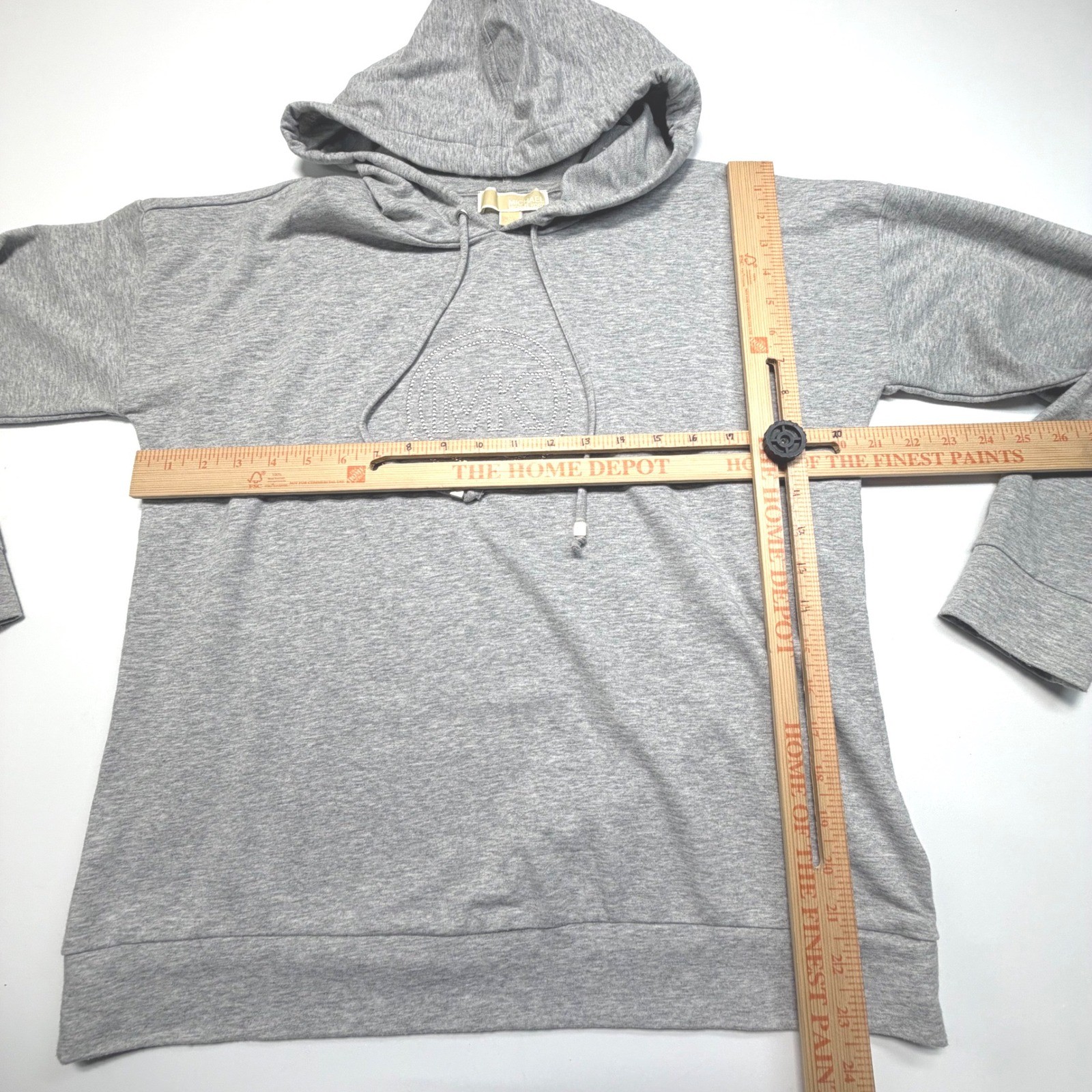 Michael Kors Rhinestone Logo Hoodie • Heather Gray Pullover • Women’s Medium