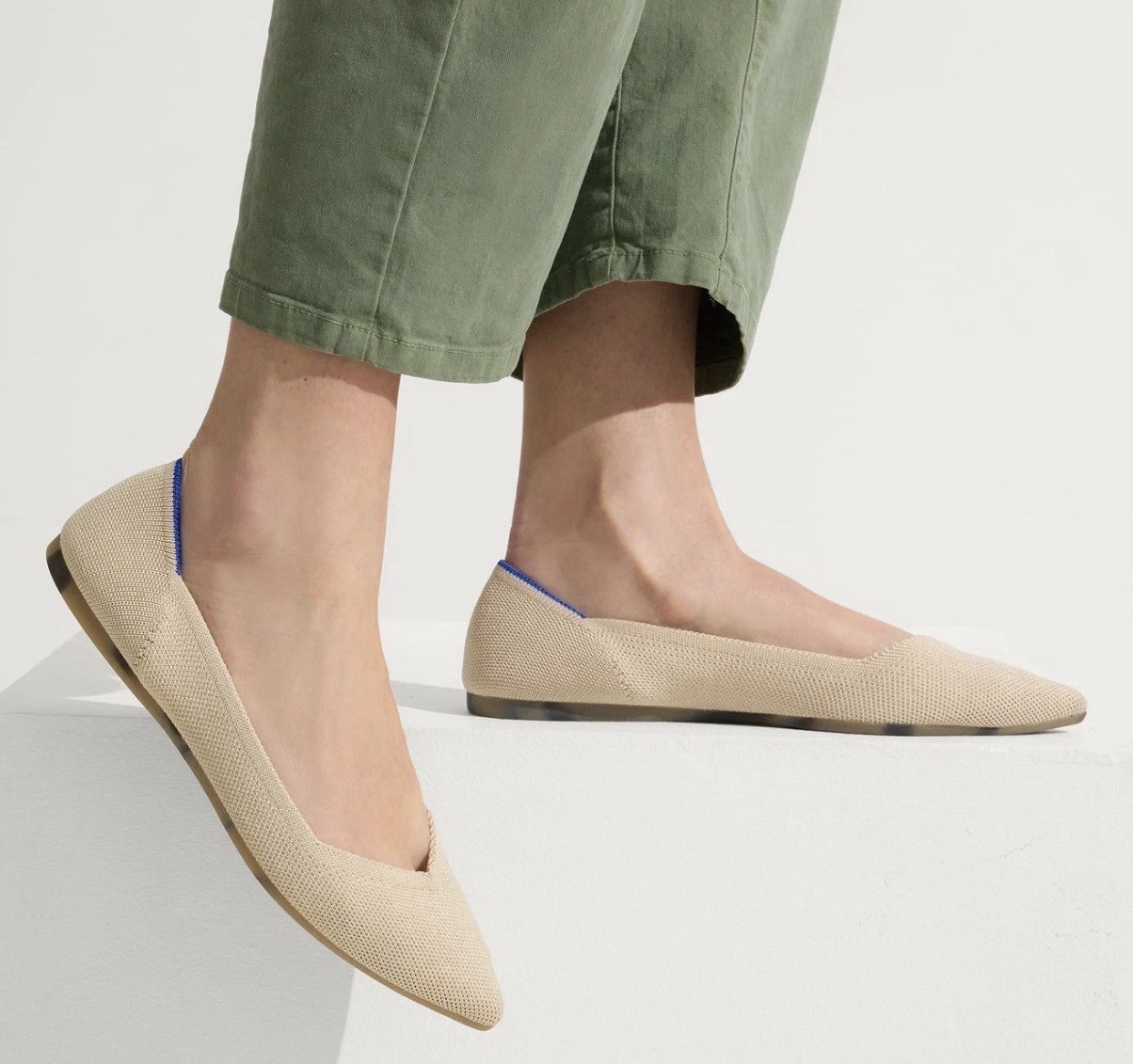 Rothy’s Women’s The Point Ballet Flat Flats Casual Natural Tan Beige sz 6.5