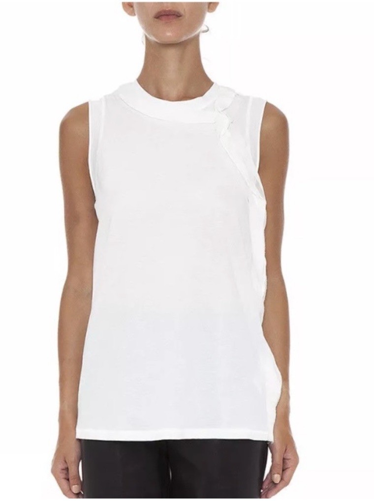 NWT 3.1 Phillip Lim Cascading Silk Ribbon Cotton Tank Top White Sz M