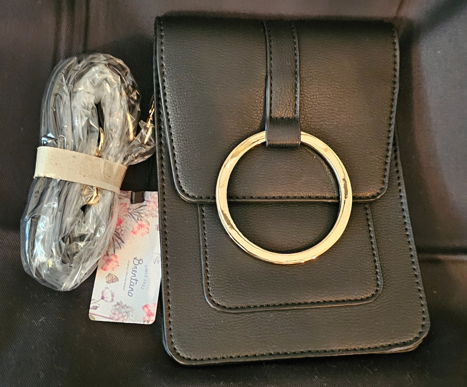 Brentano Black Crossbody with gold accent