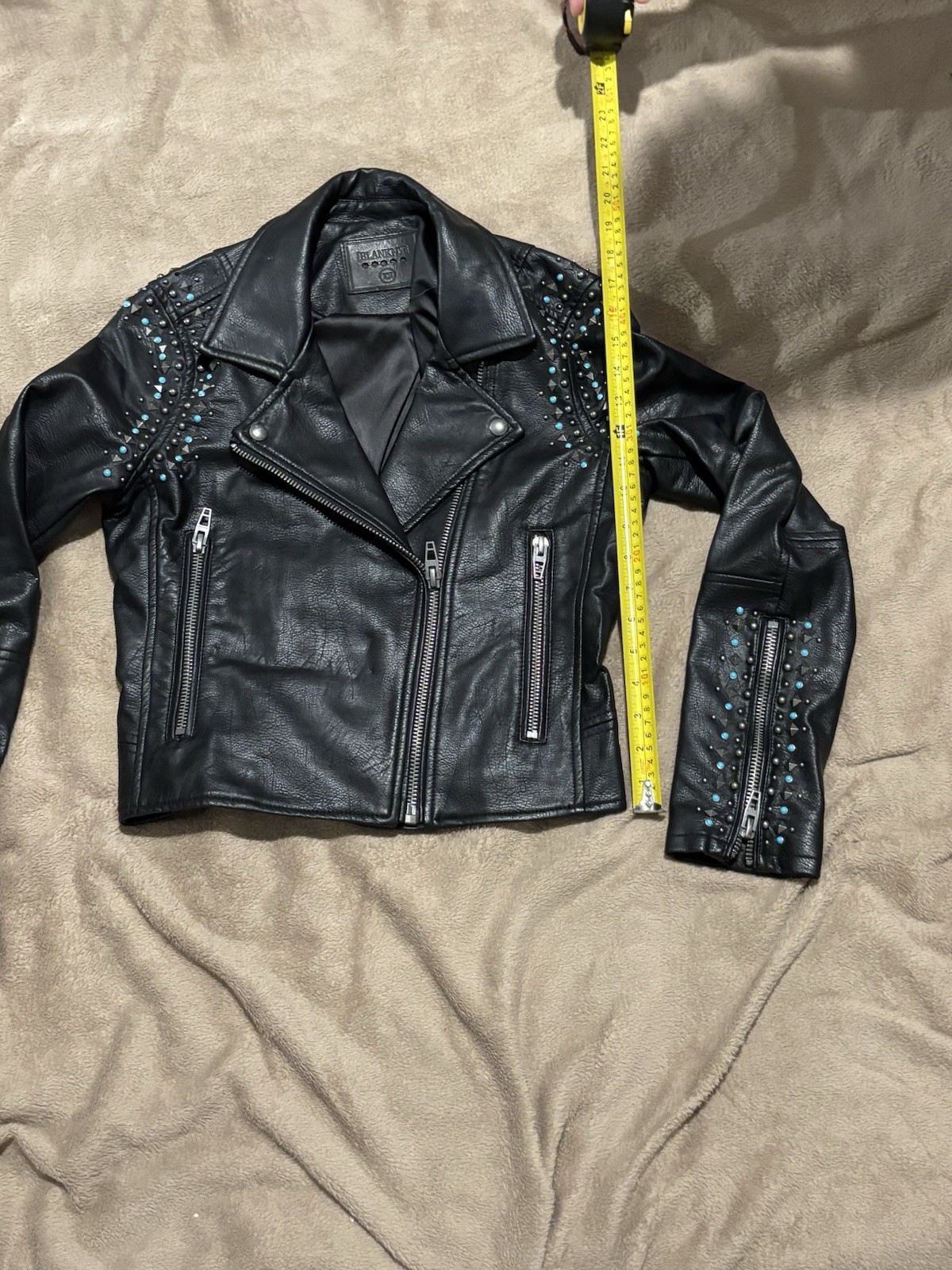 BlankNYC Women’s Black Studded Moto Jacket Full Zip Lined Biker Style Size XS