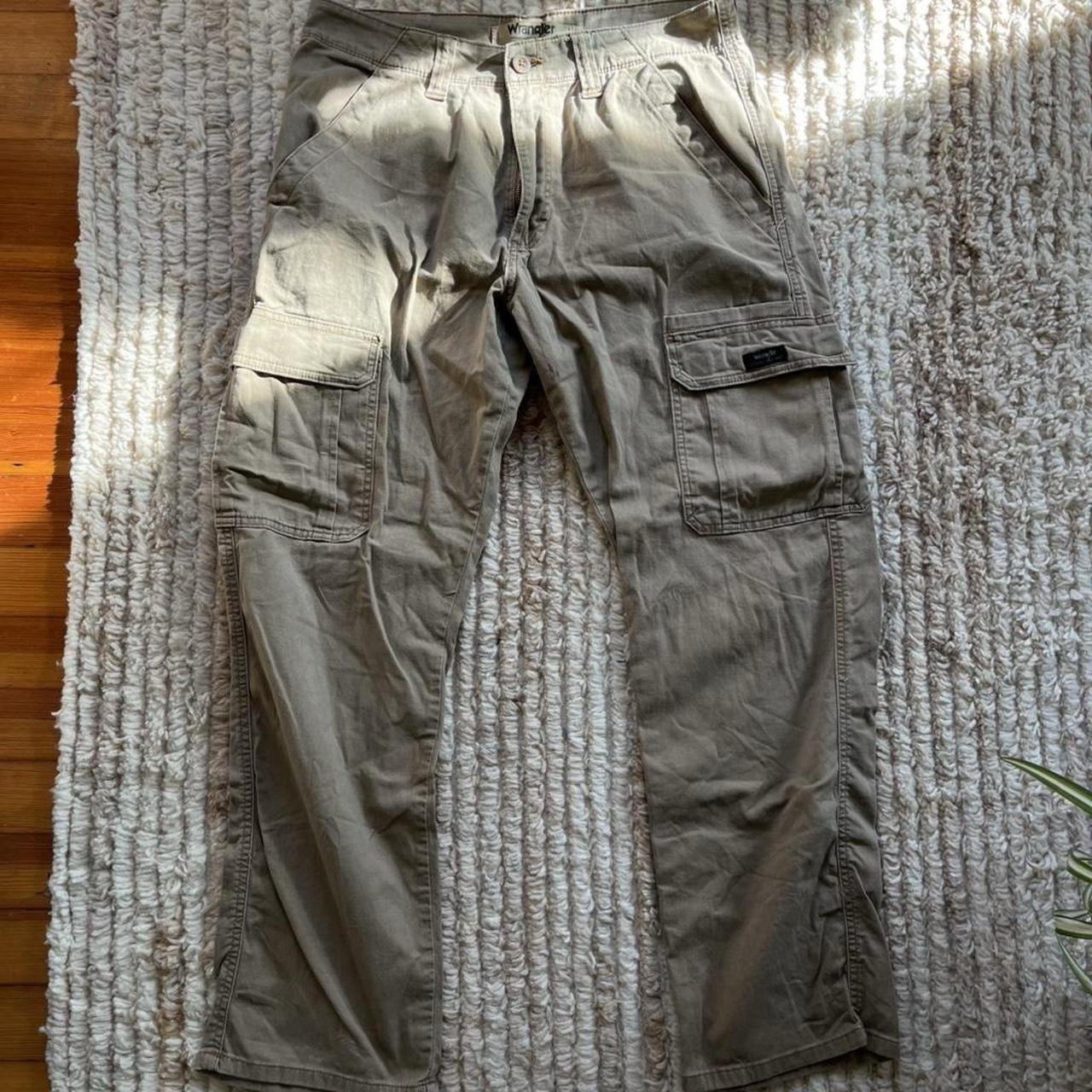 Wrangler Men’s Beige Cargo Pants 30W Cotton/Spandex Twill Regular Straight