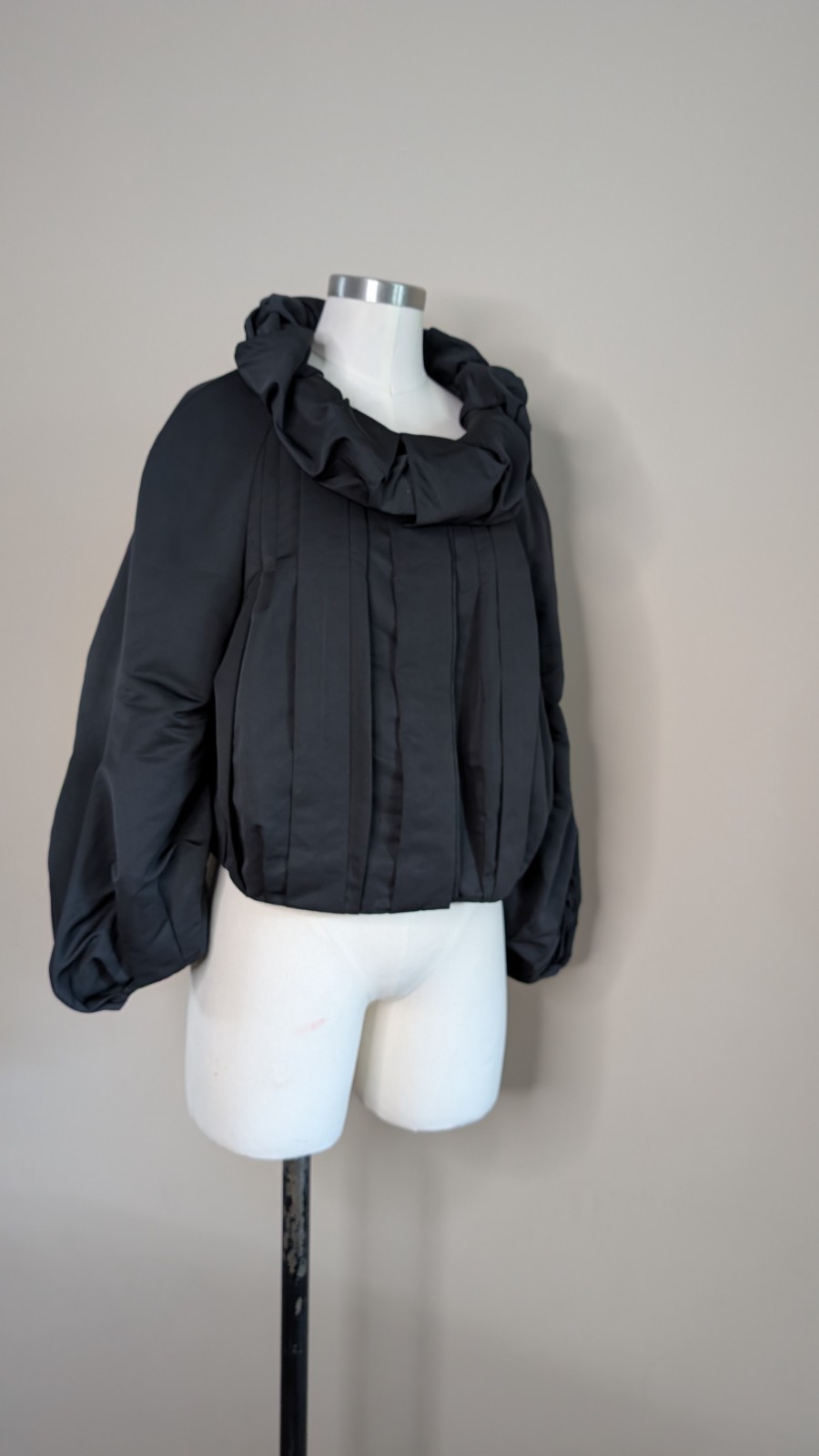 SoCa by St John Black Sculptural Funnel Neck Jacket Y2K Avant Garde Quiet Luxury