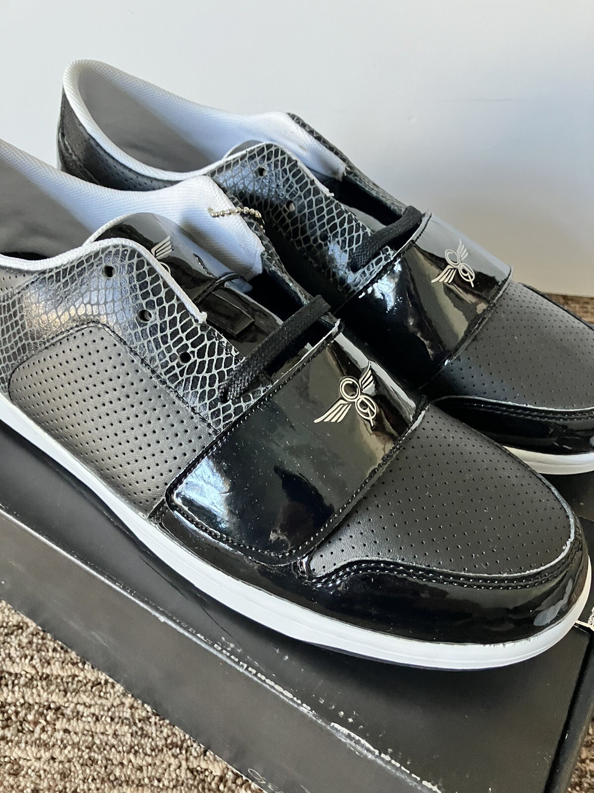 Creative Recreation Cesario Lo Black Patent Snake Sz 11.5 CR4LO-37 New