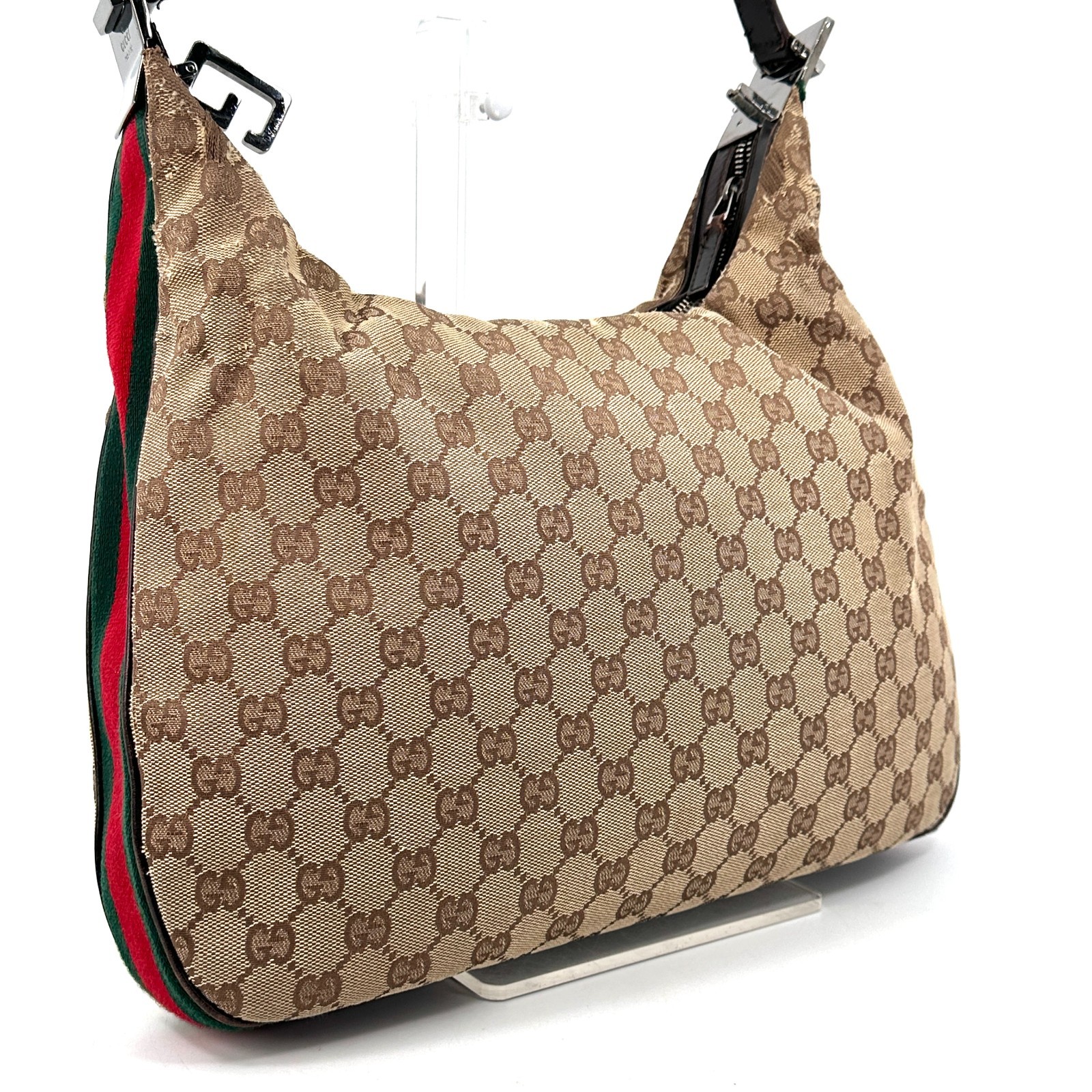 Gucci Sherry Line GG Canvas Leather Shoulder Bag 001.3341 Brown Authentic
