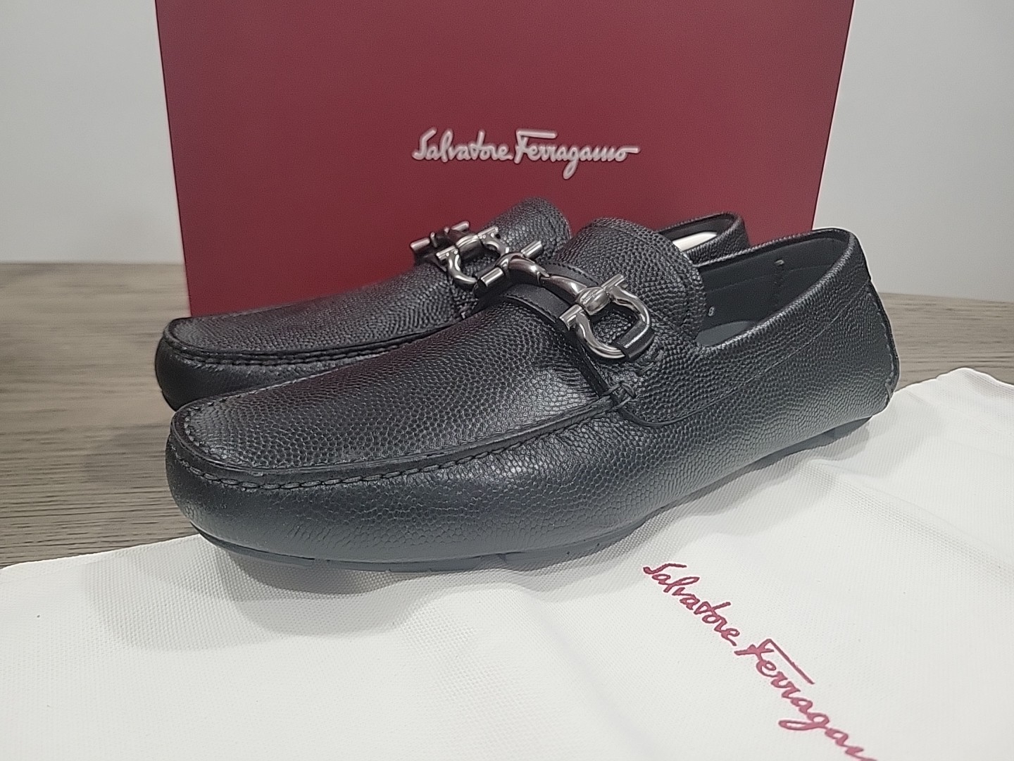 Salvatore Ferragamo Mens Black Parigi Shoes 7 D NEW NIB