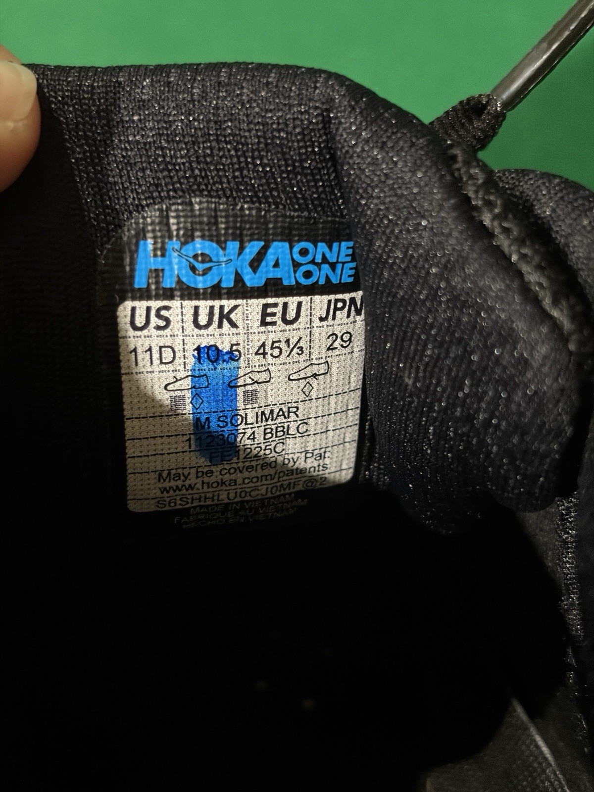 Hoka One One Solimar Men Size 11D Triple Black Running Shoe Sneaker 1123074 BBLC