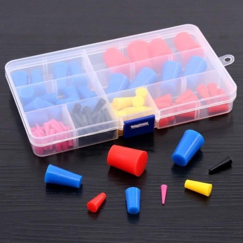 100Pcs Silicone Rubber Tapered Plug Assortment Kit for Masking Off Holes During
