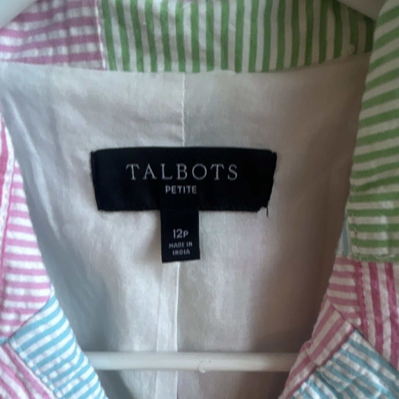 Talbots Petites 12P Multicolor Plaid Blazer Jacket Lined Pockets Button