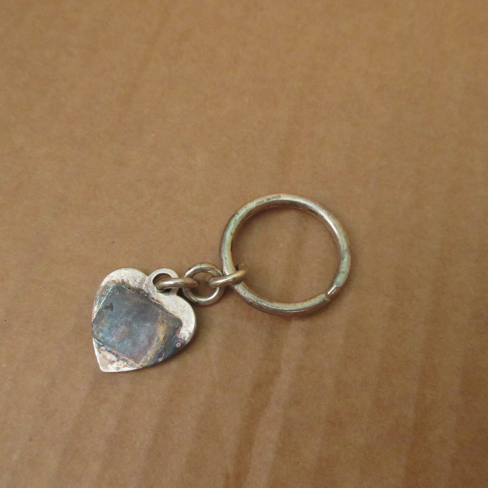 Vtg Small .925 Sterling Silver Split Key Ring Heart ITALY Star Arezzo 888 888AR