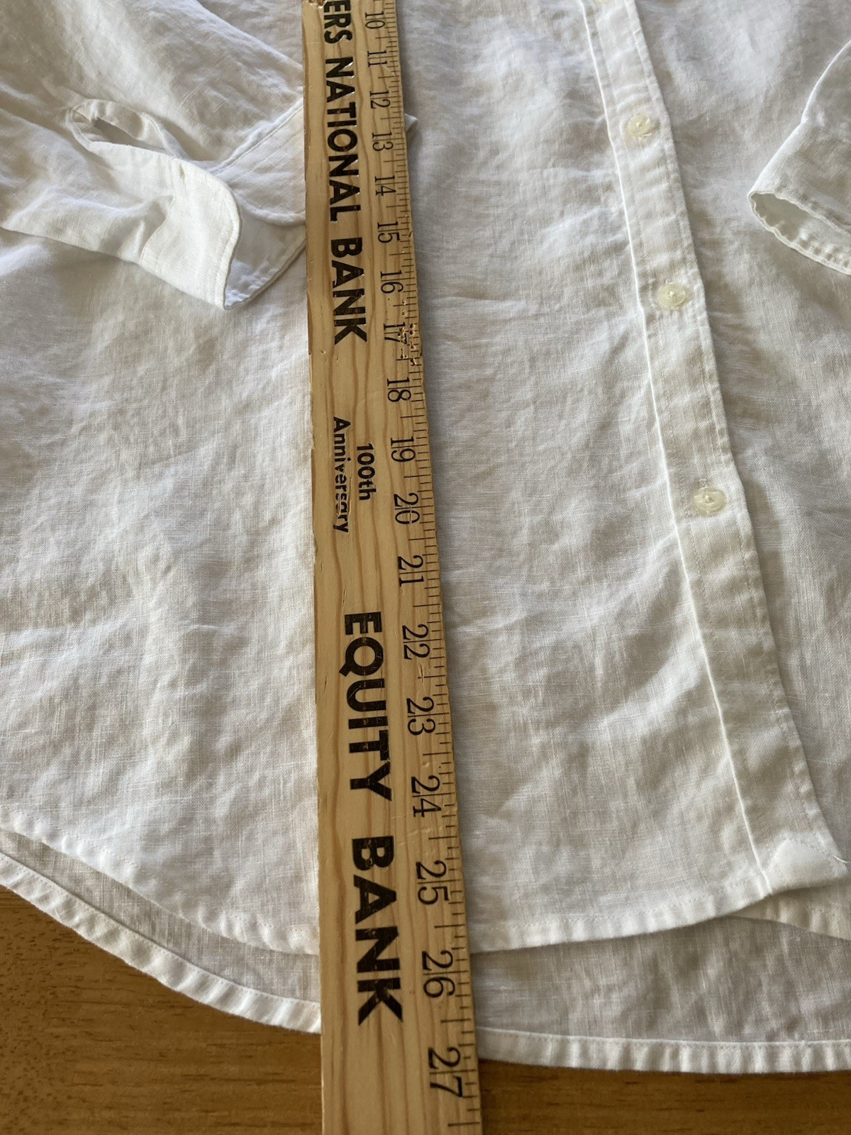 Chaps *Logo* White Button Up Collared Blouse 100% Linen SZ XL 3/4 Split Sleeve