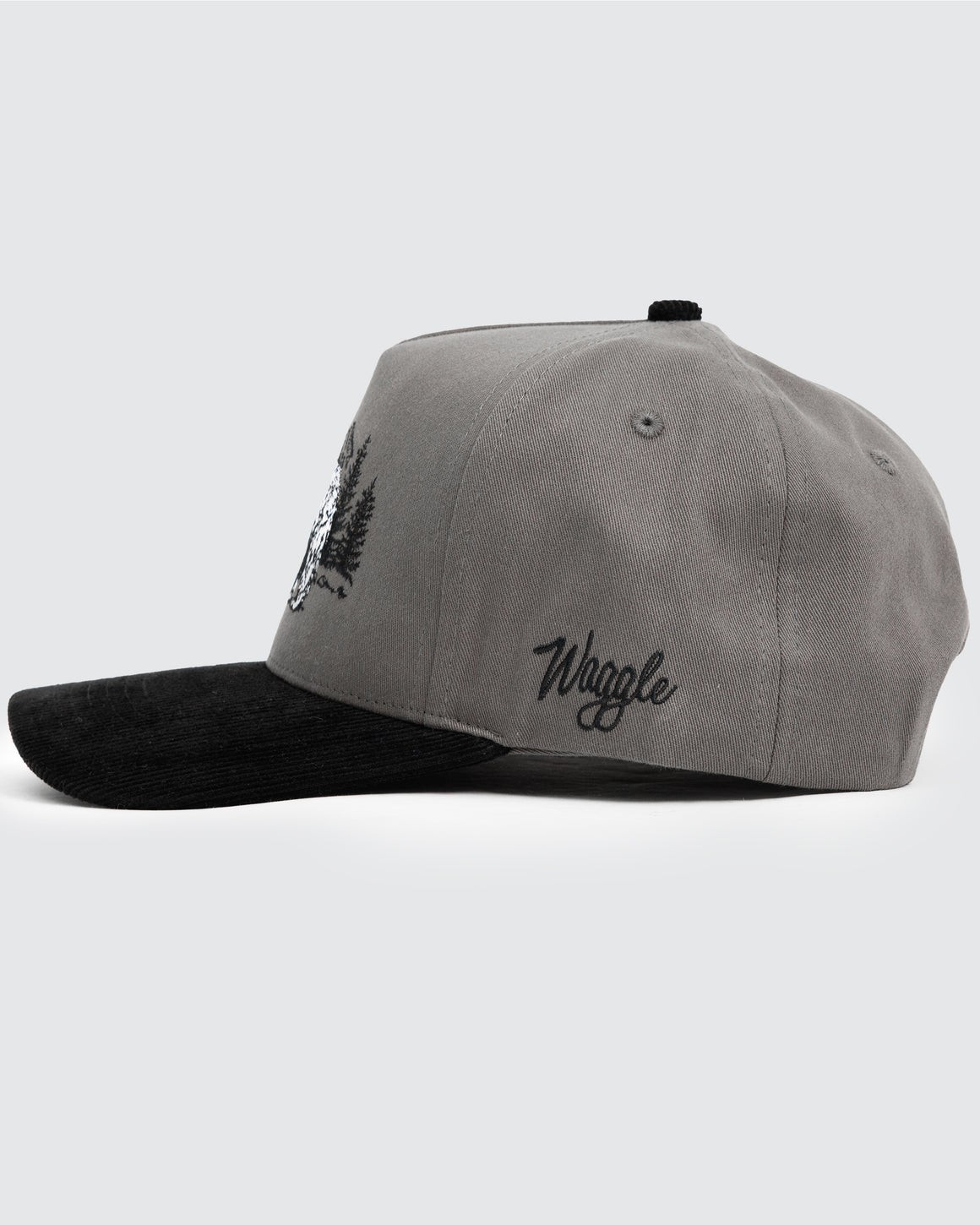 Waggle Grizz Corduroy Brim Hat Adjustable Gray/Black